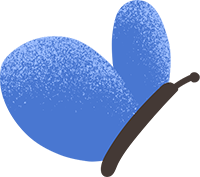 Blue butterfly with black antennae on black background