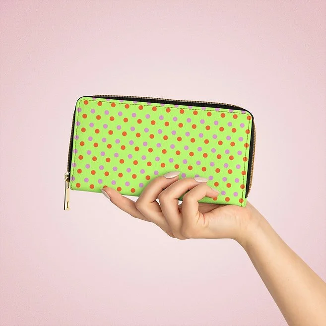 Sour Lime Polkadot Zipper Wallet — Seeds From The Flesh