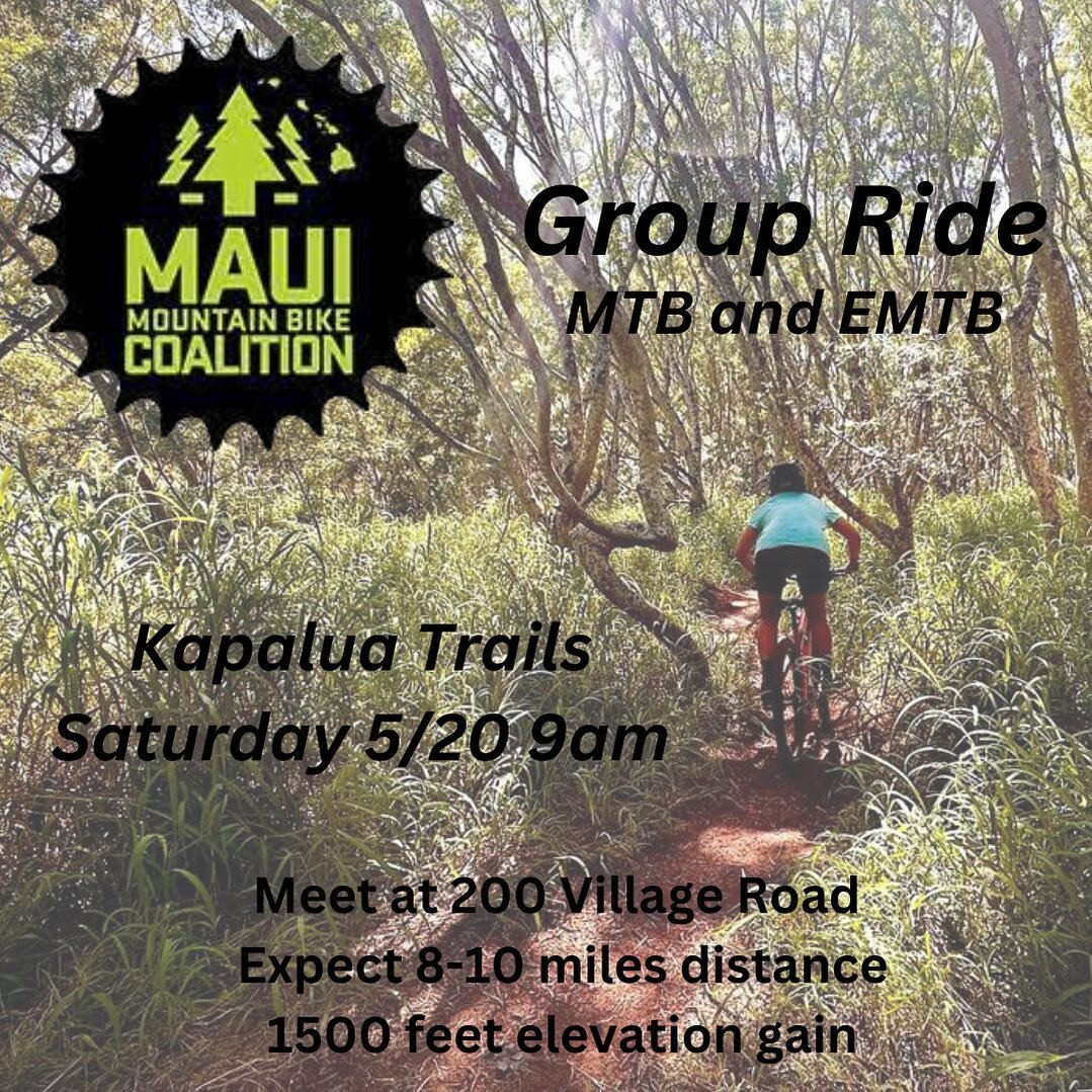 Weather is beautiful and trails are looking good! Join us this Saturday for a group ride in Kapalua. We will again be offering a EMTB group led by @raymond_watson and a MTB group led by @baileyyousem Excited to keep the energy flowing!

Side note, fo