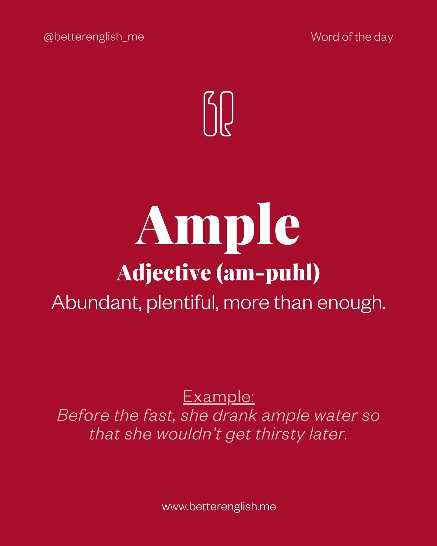 🌟 Discover our #WordOfTheDay: &quot;Ample&quot; - Plenty to go around! 

Example: &quot;The community generously donated food, ensuring ample supplies for those in need.&quot; 🍛

Learned something new? Give us a ❤️ and share a sentence using 'ample