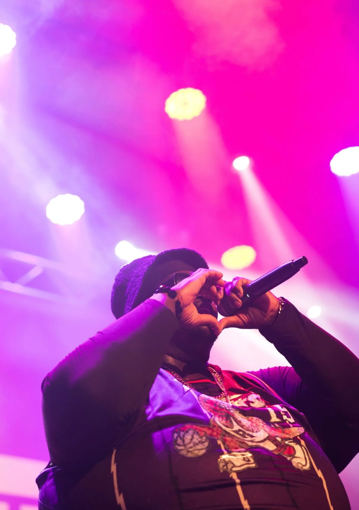 Qway C showing fans love during his performance at the R.O.Z & Friends show at the Park Theatre in Winnipeg.