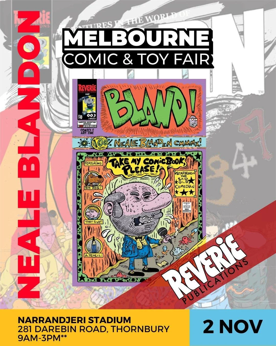 Appearing as a guest artist at the @melbournecomicandtoyfair  courtesy of @reveriecomics , Neale Blanden - @blandorama 

Neale Blanden has been producing limited-run &lsquo;zines&rsquo; since 1988. Yes, 37 YEARS! That&rsquo;s a lot of photocopier ton