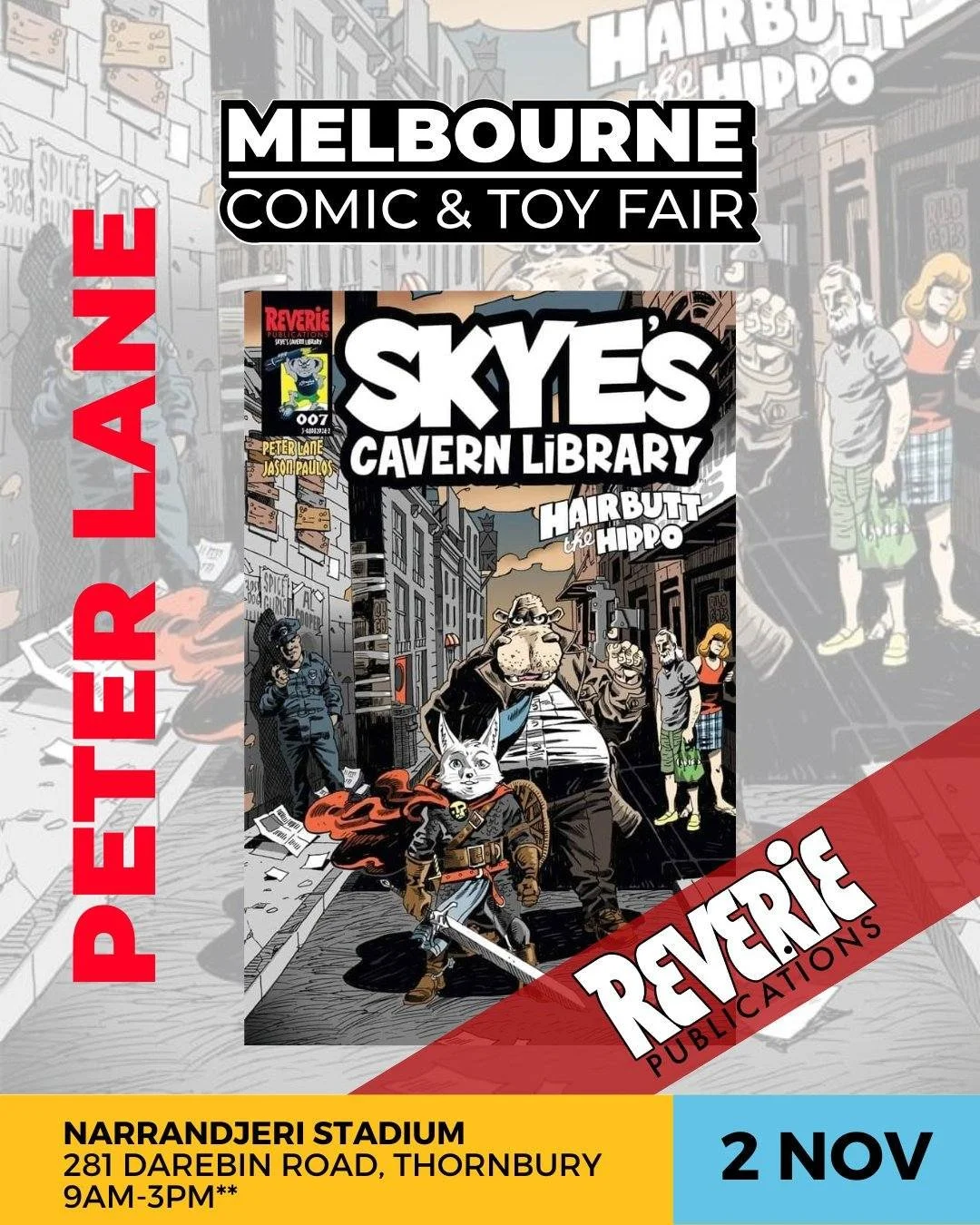 We are pleased to welcome as a Guest Artist appearing at the Reverie Publications table Peter Lane.
Peter is the writer and creator of @skyescavernlibrary . Self-published in 1998 and relaunched under Reverie Publications in 2022.
Skye's Cavern Lib