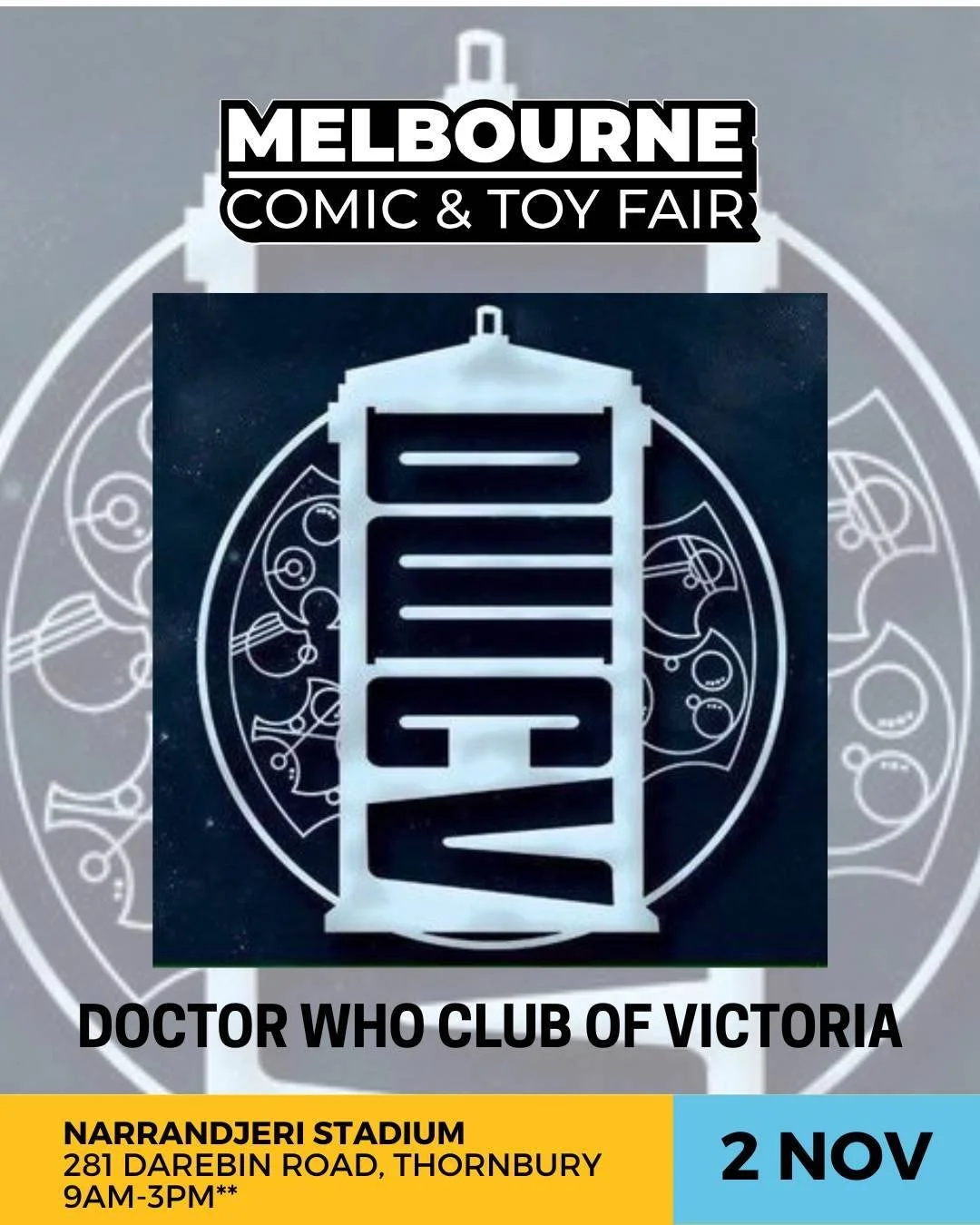 The @doctorwhovic are returning to the Melbourne Comic and Toy Fair this Sunday. We're super excited to see what they bring on the day.

---------------------------------------------------------------------
Try Booking Tickets on sale now: www.tryboo