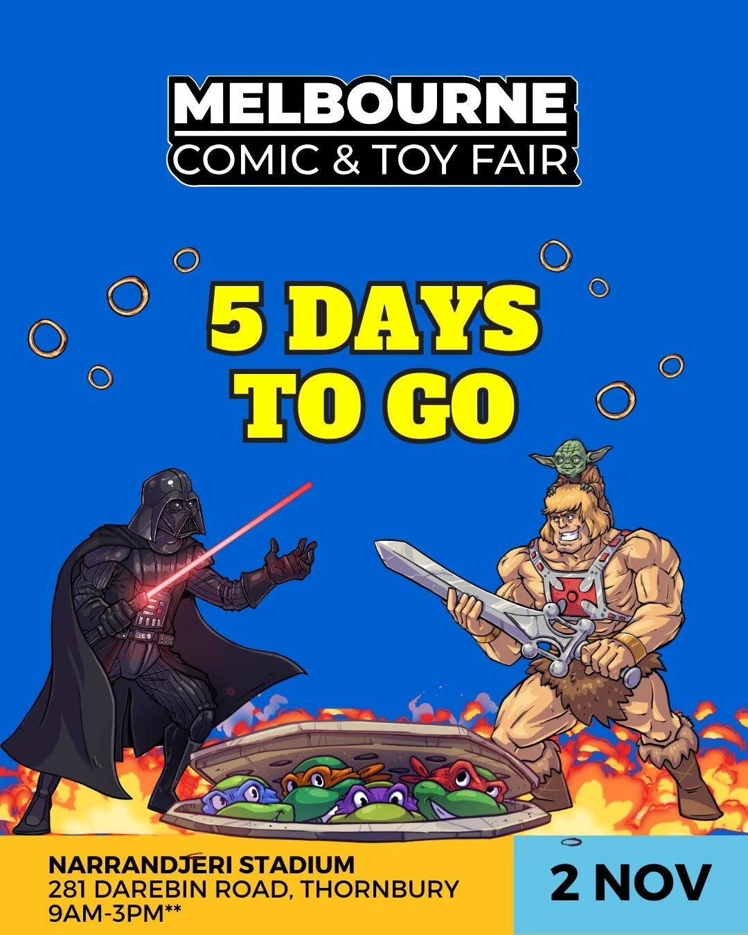 ONLY 5 DAYS TO GO!
Get your tickets today!

---------------------------------------------------------------------
Try Booking Tickets on sale now: www.trybooking.com/events/landing/1420852
.
TICKETS:
Cosmic Early Entry from 9am-10am $17^* SOLD OUT
Pr