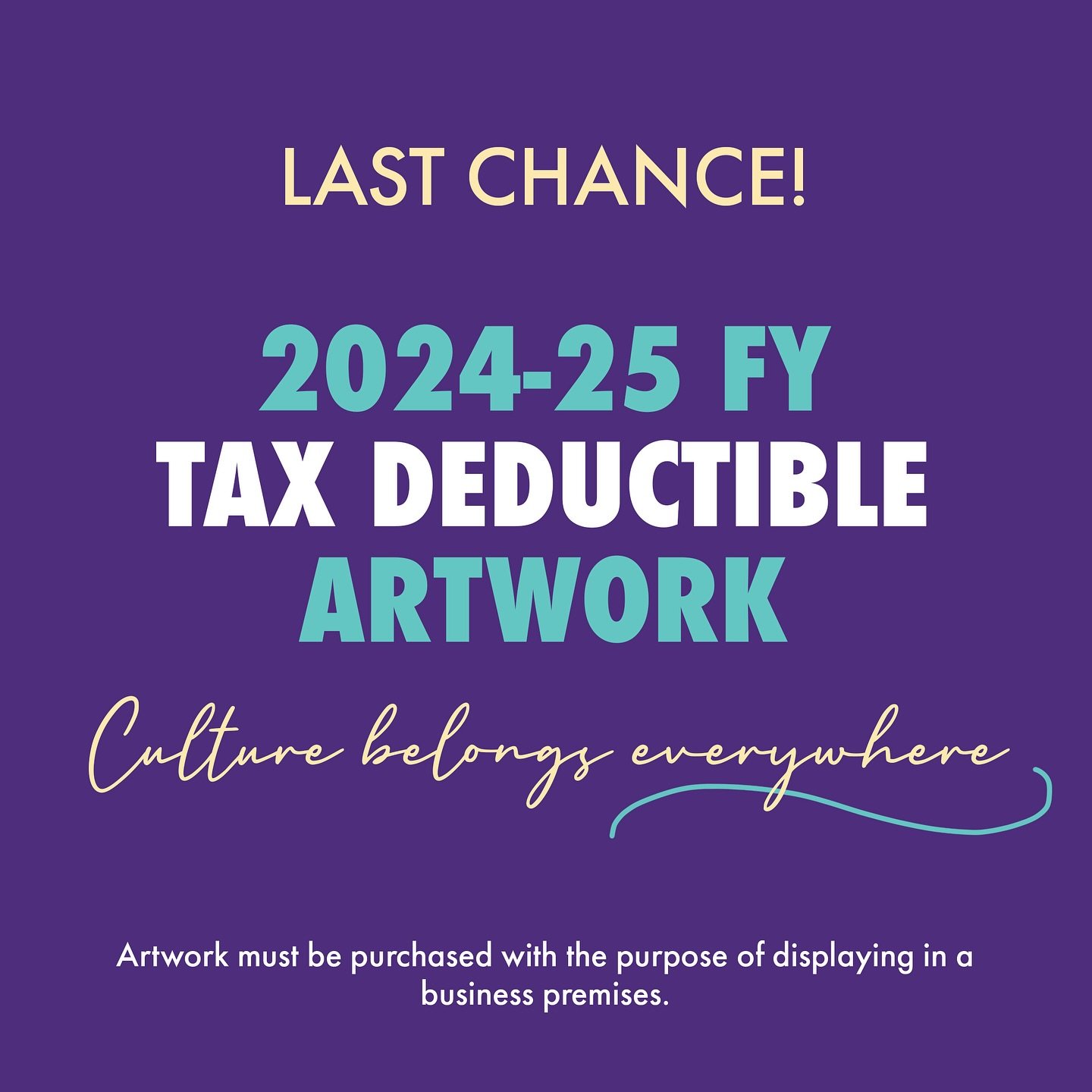 ONE WEEK LEFT! 

Creating a welcoming and inspiring environment in your business premises can be more than just a tax benefit. Give it meaning and purpose. #culturebelongseverywhere

#aboriginalart #aboriginalartist #aboriginalartwork #aboriginalbusi