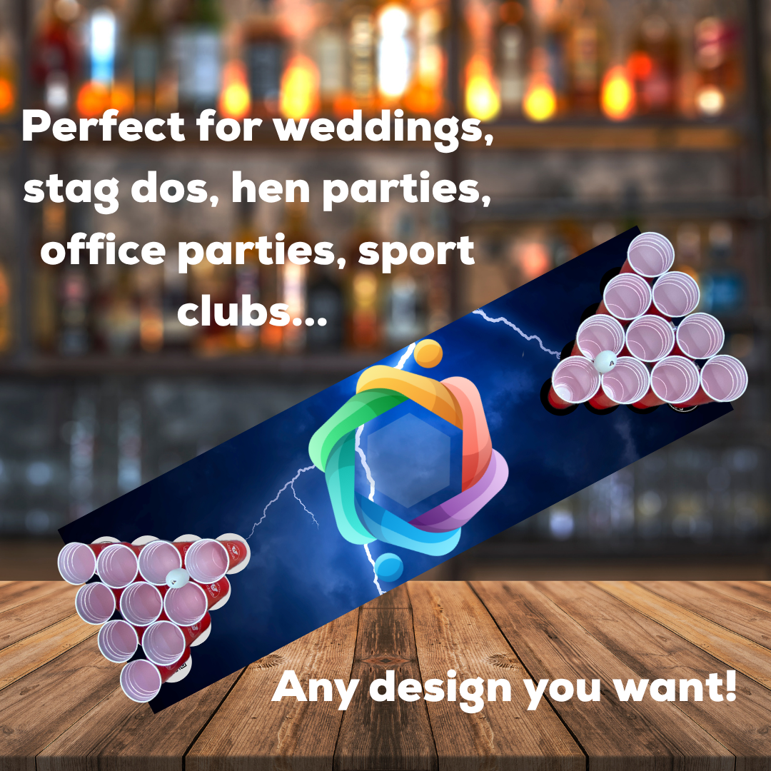 Custom beer pong drinking game