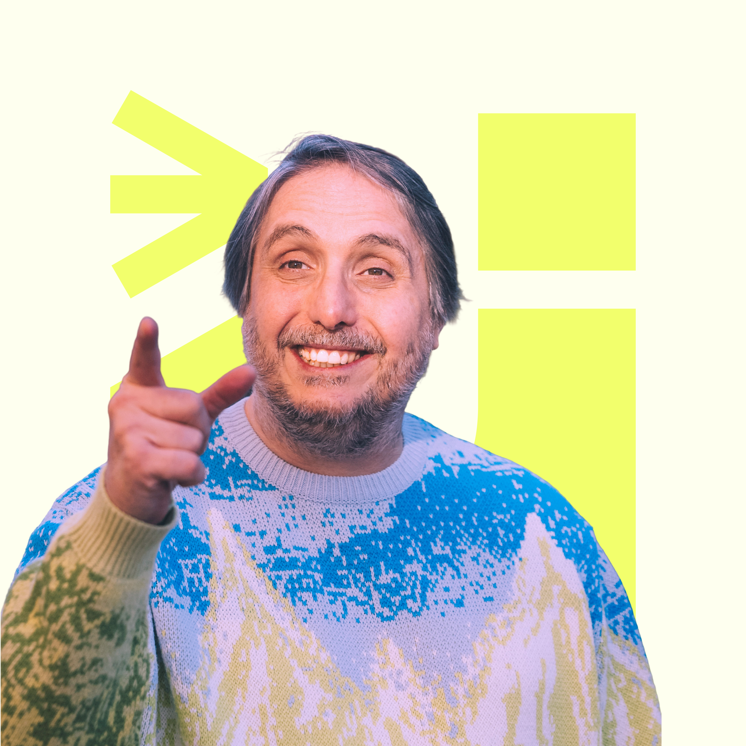 Photo of Paul Wilshaw pointing up