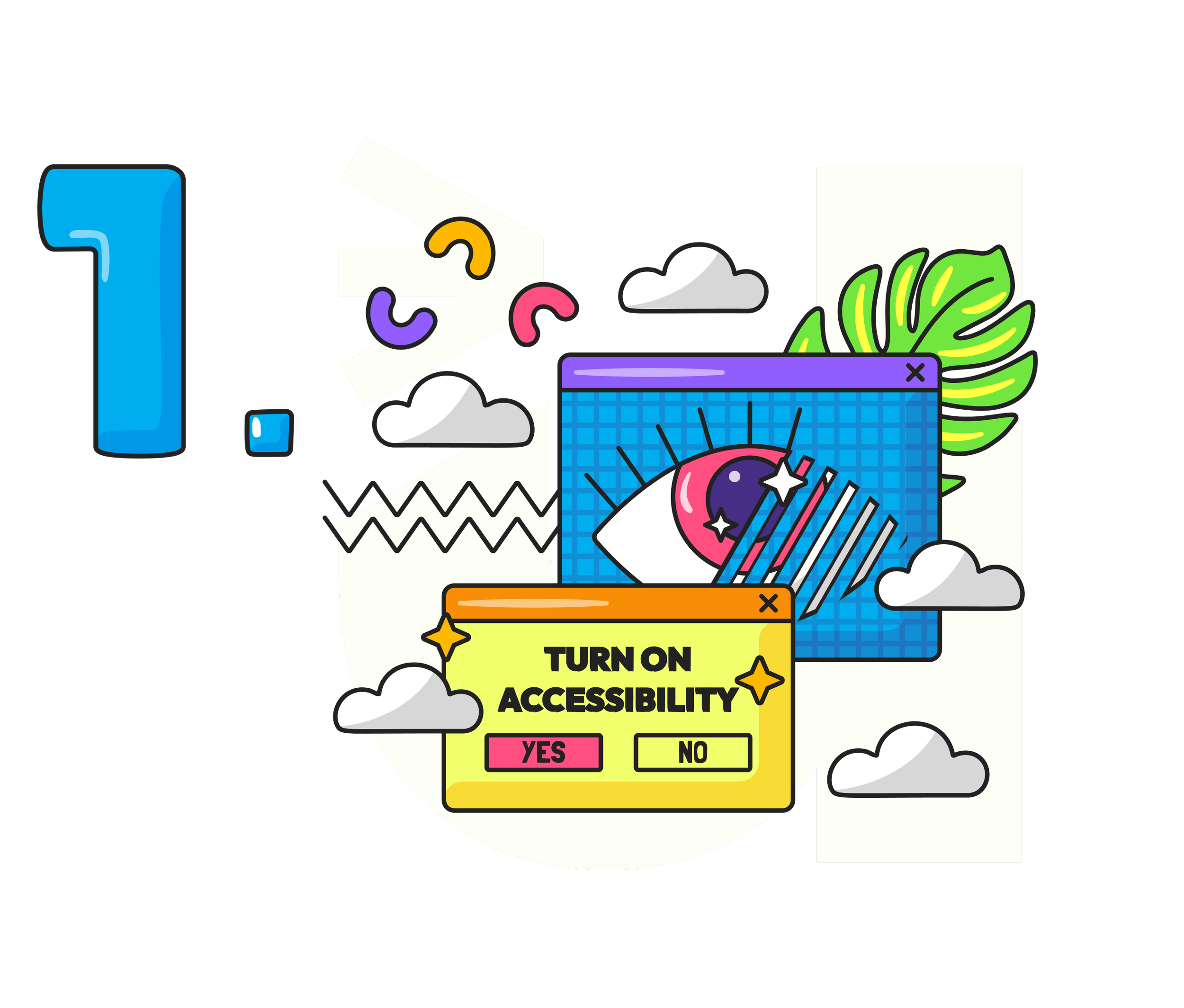 number one with a cartoon eye for accessibility