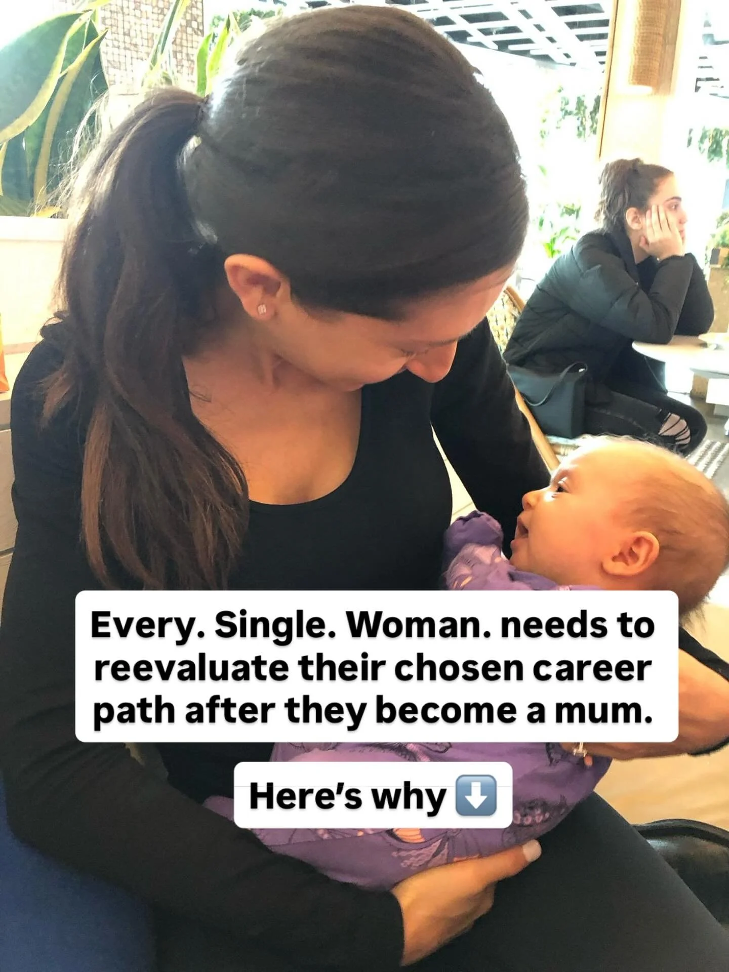 Every. Single. Woman. needs to reevaluate their chosen career path after they become a mum. 

You gain a whole new identity when you become a mum, and that identity needs to be involved in the decisions you make in your career after having kids.

Bec