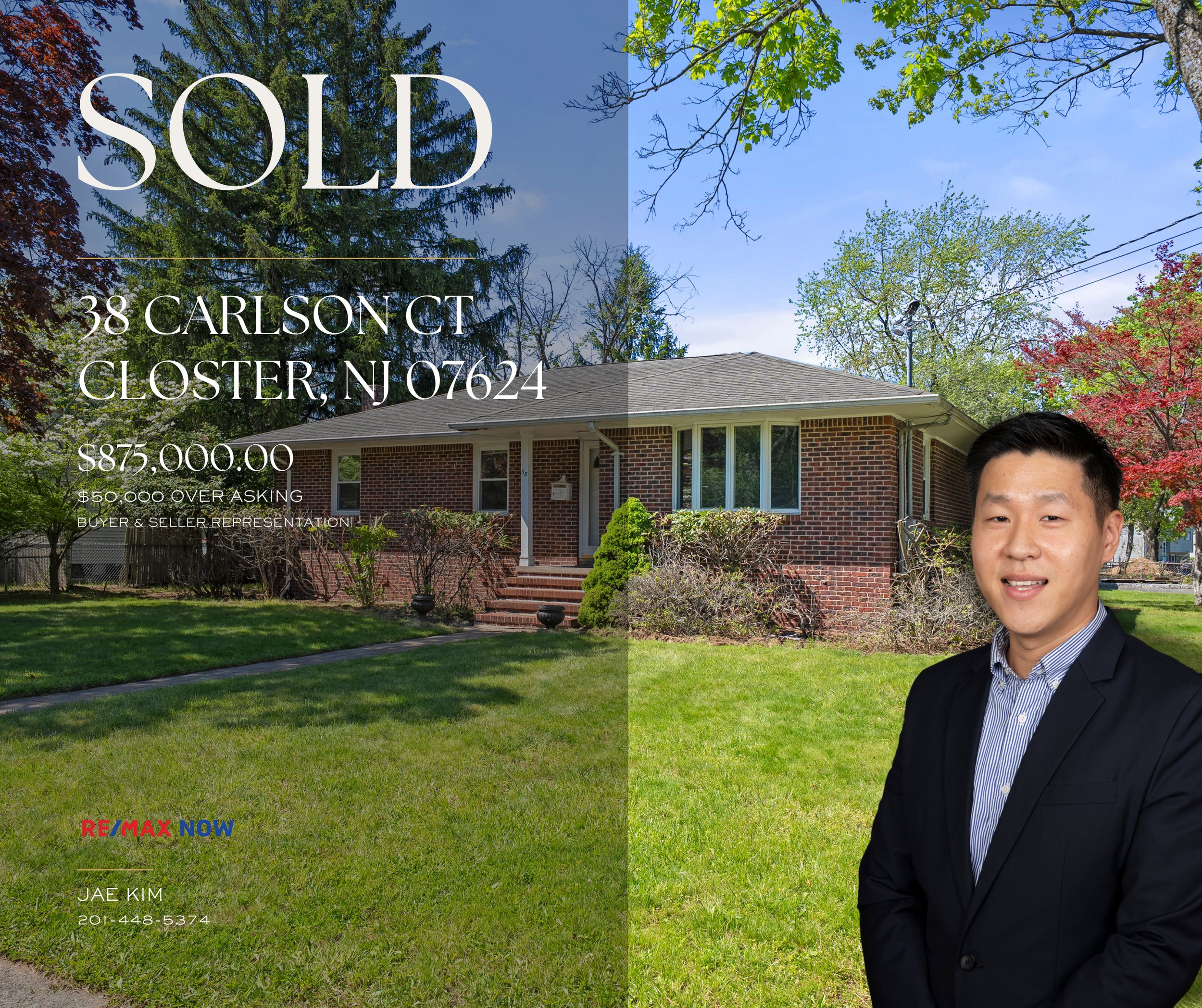 Another successful transaction by Jae.
Two closings in one day.
Congratulations to my buyers and sellers, and thank you for trusting me throughout the process.
38 Carlson Ct, Closter, NJ
Sold for $875,000 ($50,000 above asking)
Represented both the s