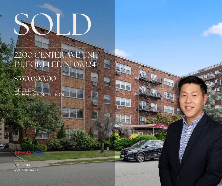 ANOTHER SUCCESSFUL TRANSACTION BY JAE KIM
JUST SOLD
2200 Center Ave, Unit D1
Fort Lee, NJ 07024
SOLD 09/25/2026 | $350,000
Another successful closing in Fort Lee. Thank you to everyone involved in making this transaction a smooth and successful one.