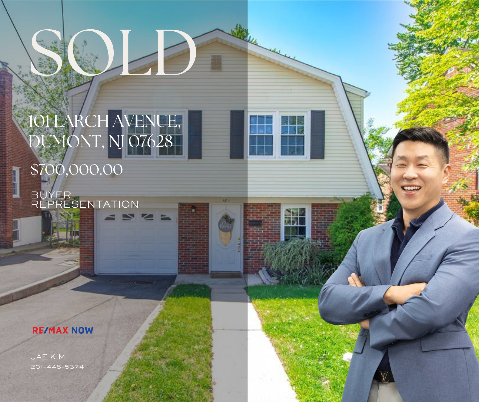 ANOTHER SUCCESSFUL TRANSACTION BY JAE KIM
JUST SOLD! 🏡
101 LARCH AVENUE, DUMONT, NJ 07628
CLOSED 10/22/2026 | REPRESENTED THE BUYER
CONGRATULATIONS TO MY BUYERS ON THEIR NEW HOME! 