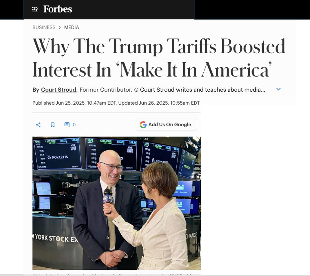 Forbes article from June, 2025