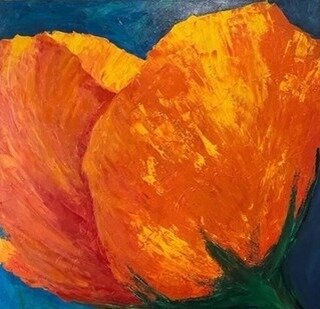 The orange is this poppy painting is 🔥 !