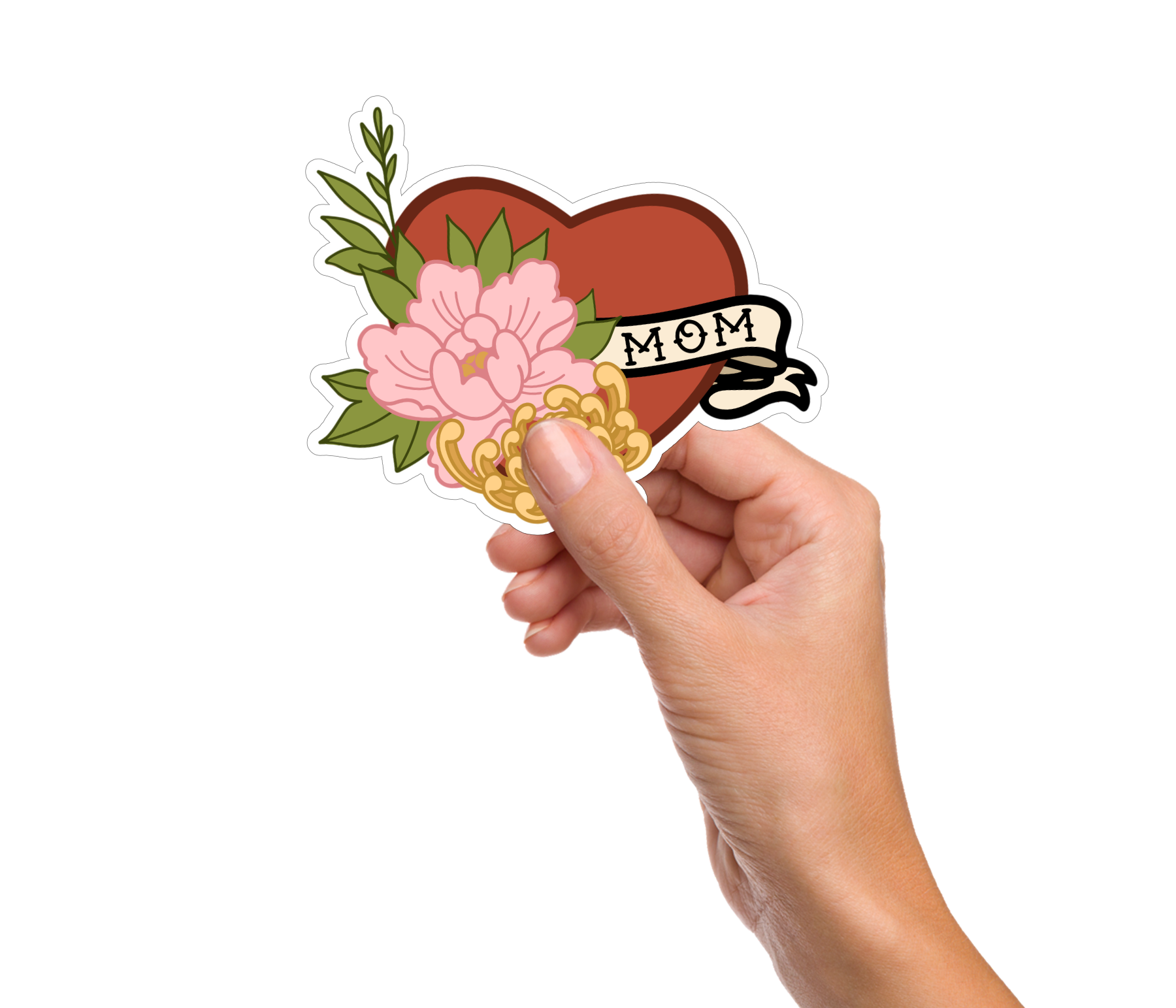 Mom Heart Tattoo 4" Sticker
