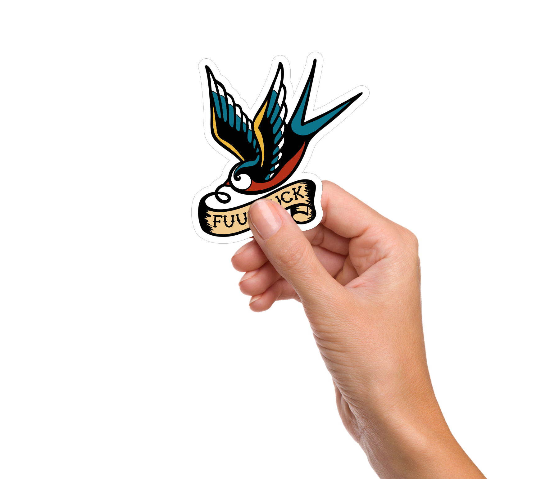 Sweary Sparrow Tattoo 4" Sticker