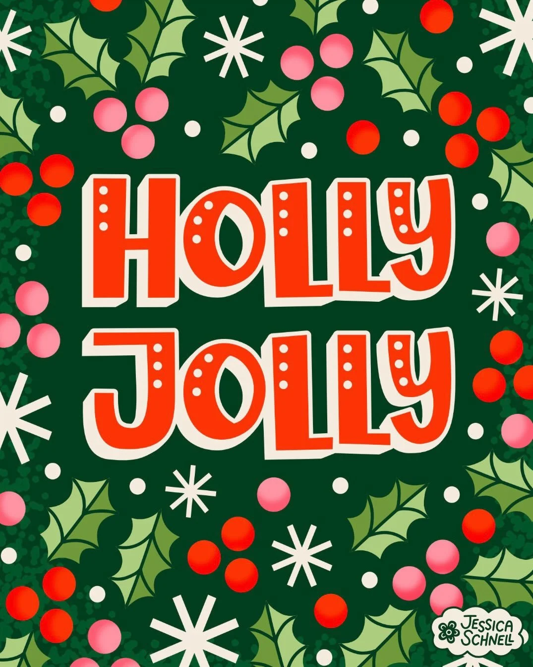 Have a Holly Jolly Christmas (Eve)!🎄 One thing about me is I&rsquo;m going to add sooo many dots🤣 

I really enjoyed working on the lettering for this piece. I used to draw letters like this for my posters in school, although this is certainly more