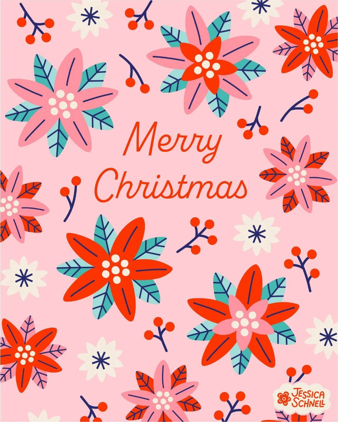 Have a very Merry Christmas!❤️💚🩷
&ldquo;Red &amp; Retro&rdquo; for #frostyandfestive2025 even though I may have used more pink than red🤣

Hosted by:
@jenprocreates
@heathermuellerdesign
@snippetsofwhimsy
@heyallisandra
@roymeister 

Poinsettias fo