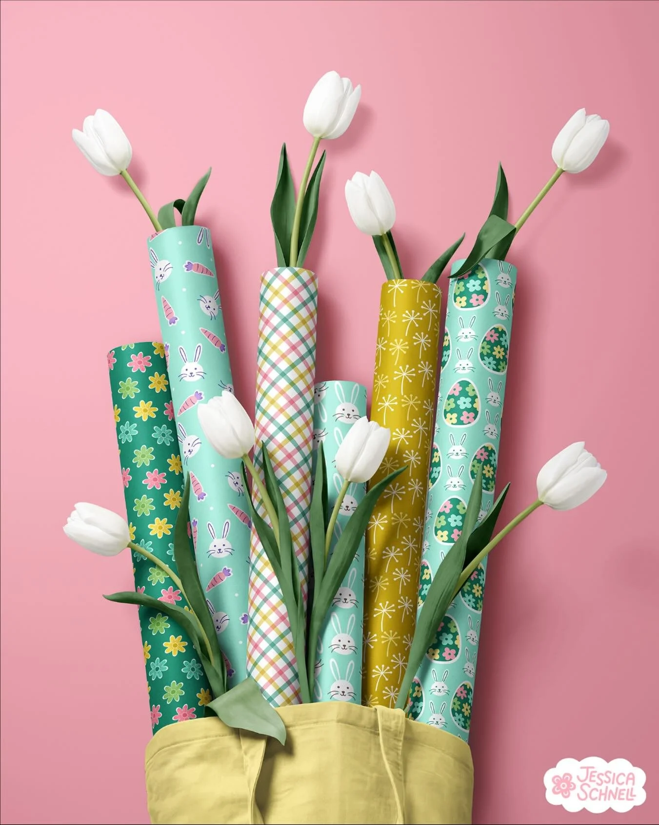 Happy Easter!🐰🌼🐣 One more entry for #creatsyeasterfest with these lovely wrapped tulips!💐 

Mockup by @creatsyofficial 

Art licensing, surface pattern design, easter, easter illustration, easter pattern, spring pattern, pattern collection, sprin