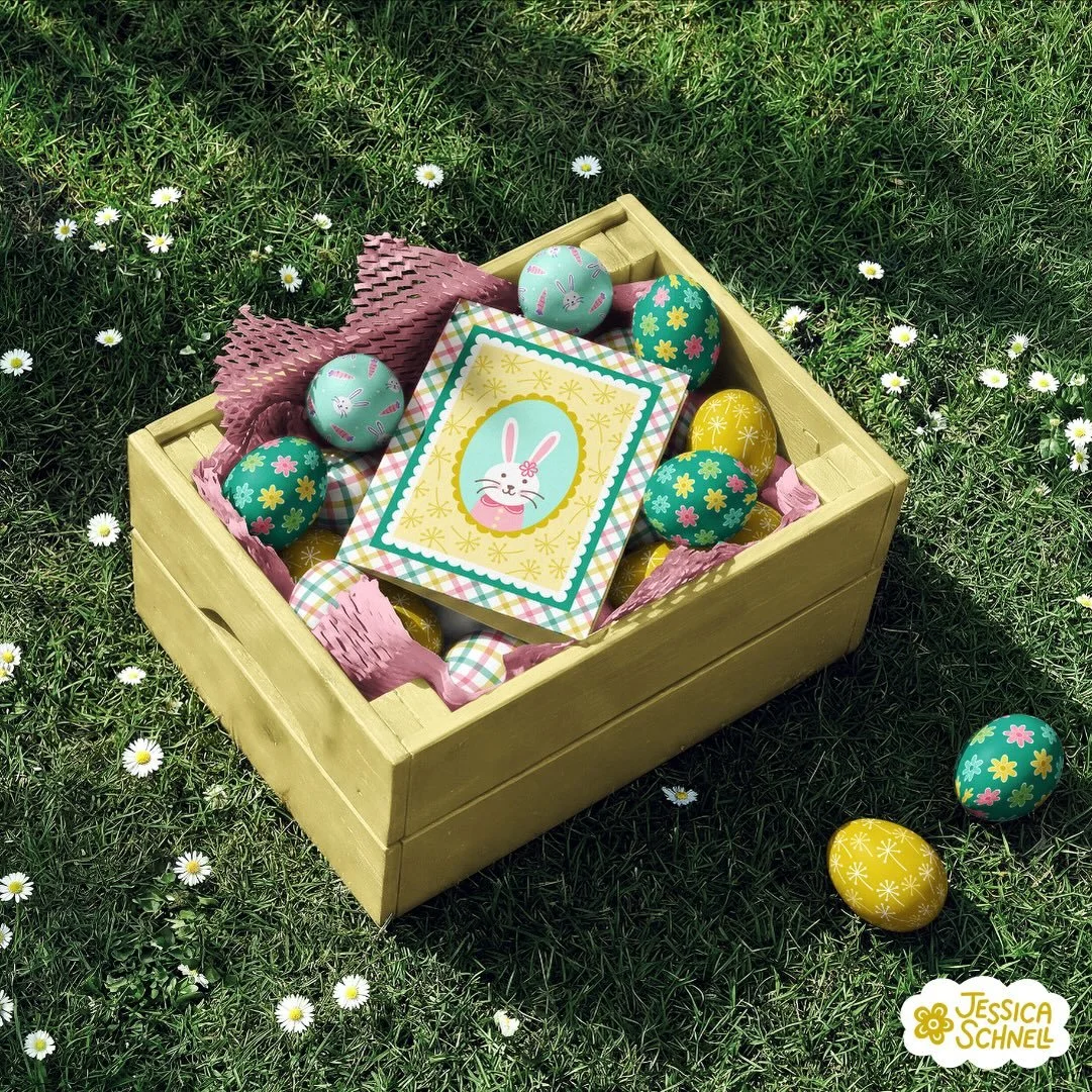 Couldn&rsquo;t resist using today&rsquo;s freebie!🐣 Big thanks to @creatsyofficial for such a wonderful challenge !! ❤️ 

#creatsyeasterfest 

Art licensing, surface design, surface pattern design, stationery design, easter, spring, easter eggs, eas