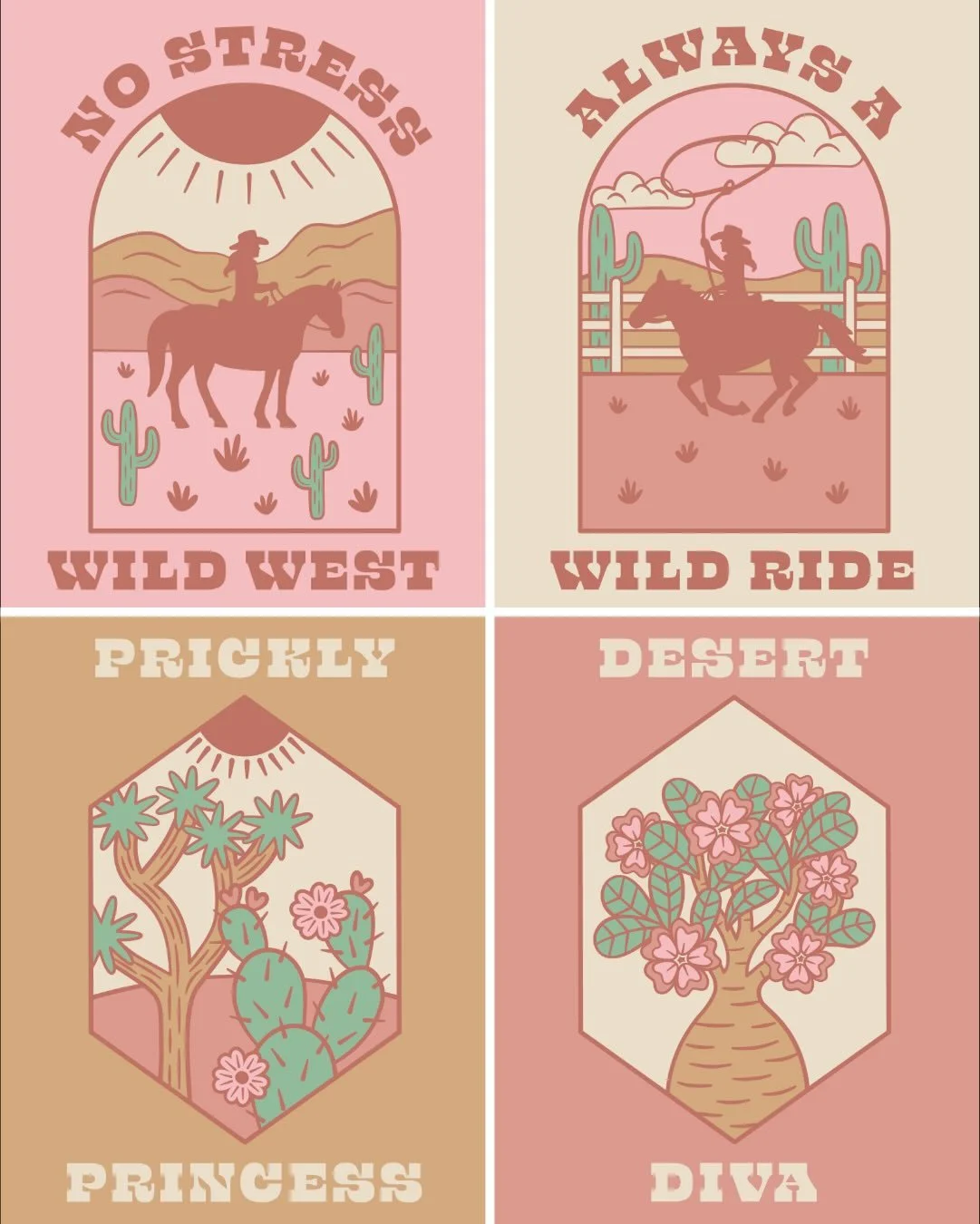 🐴🌸🌵Some girly western inspired illustrations I did last month for @arthustleinsider 

This was a first for me! Never thought I would make western art, but I think I can pull anything off with pink by my side💖🤣

Art licensing, surface design, wes