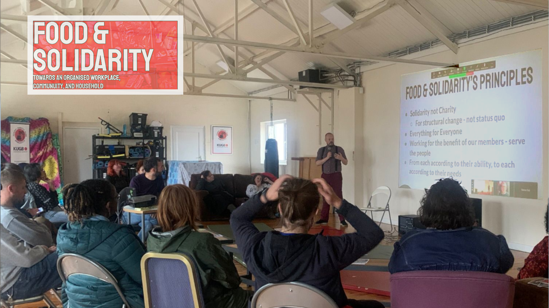 Food and Solidarity organizers speaking about housing justice and community action against evictions