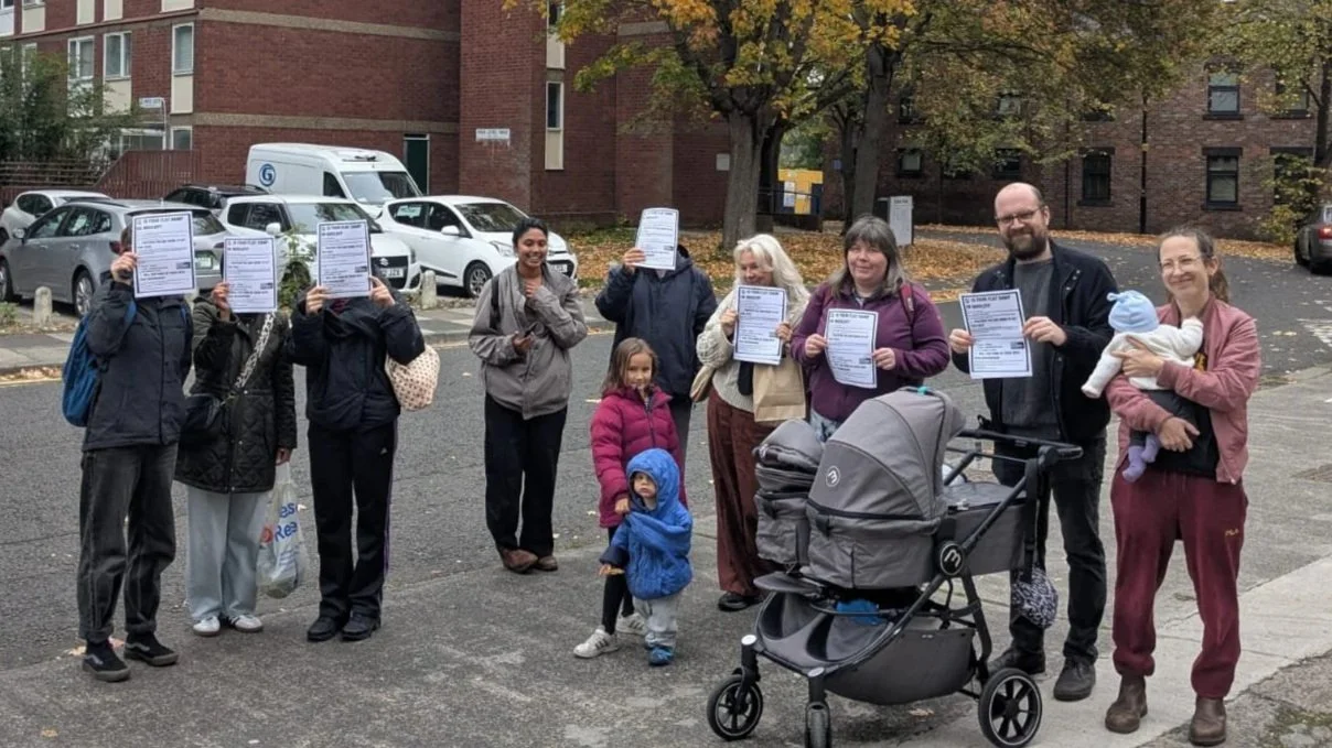 Food & Solidarity members organising door knocking in Newcastle