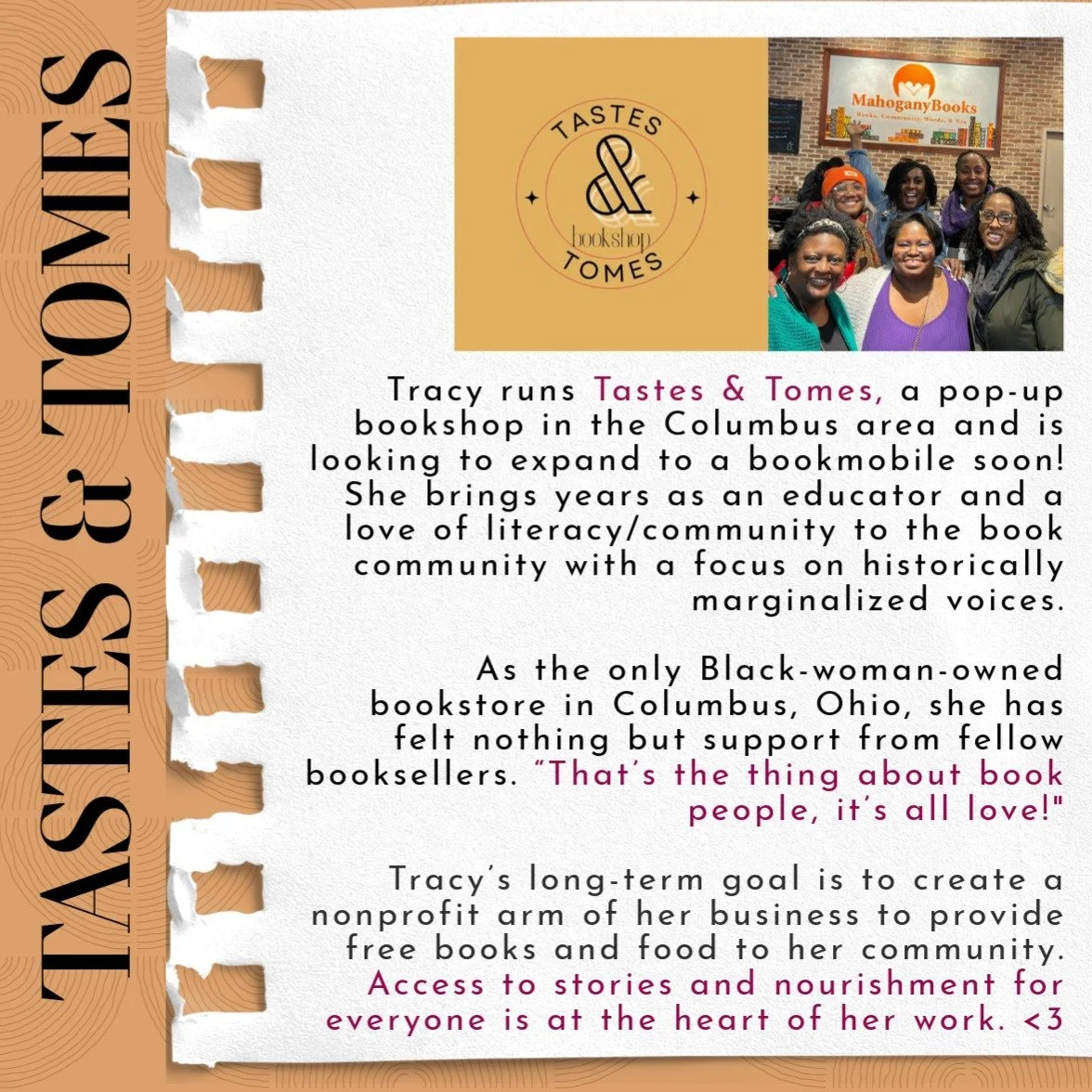 Read our next bookseller story as we check out the wonderful Tracy with @tastesandtomescbus! Full write-up of the interview posted on our site.
❦ We absolutely love getting to showcase the people behind the bookshops (and pop-ups and book buses and