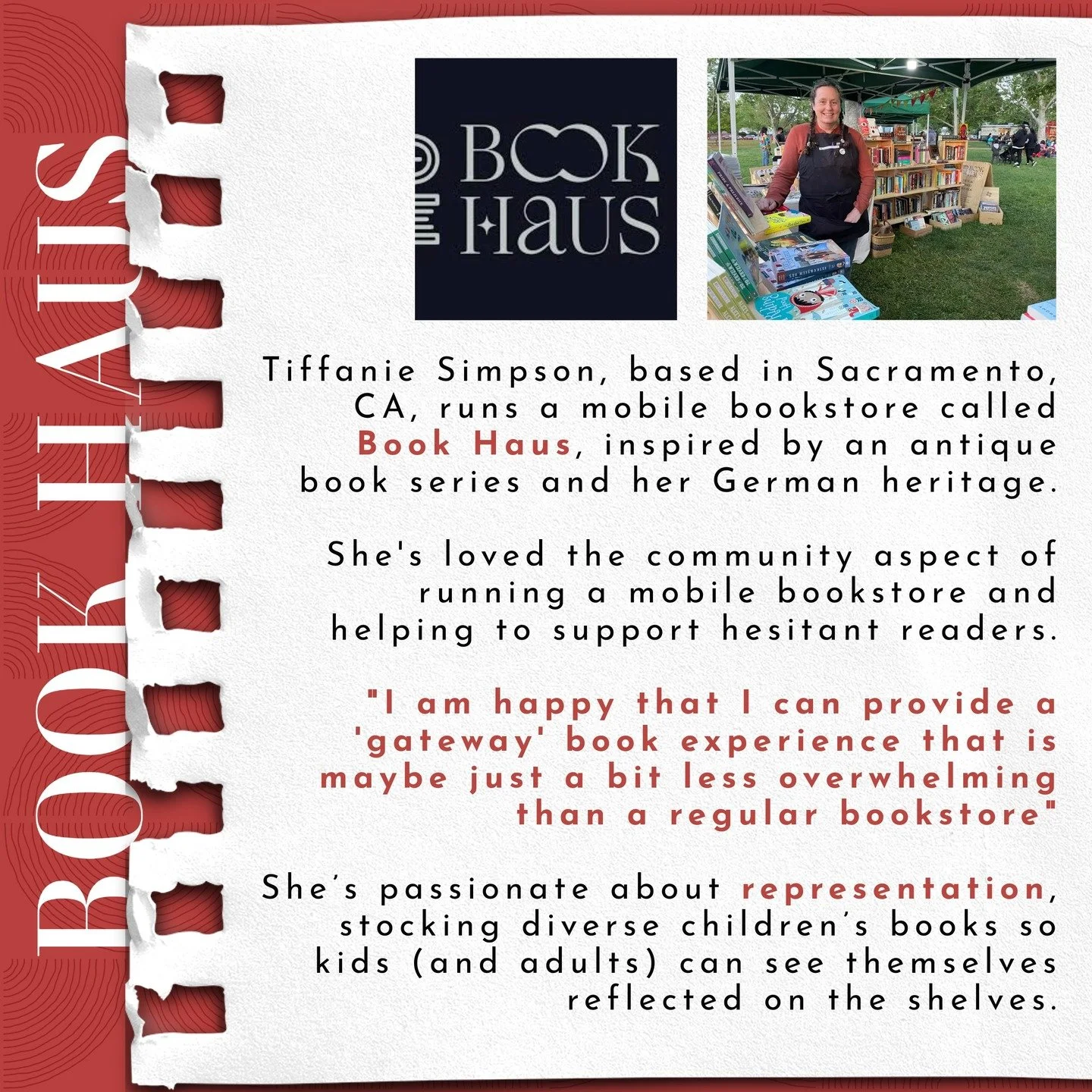 Check out our latest Bookseller Story on our site to learn about Tiffanie's experience getting involved in book sales and running a mobile bookstore @sac.book.haus!
If you're interested in sharing your own story, feel free to send us a DM or fill ou