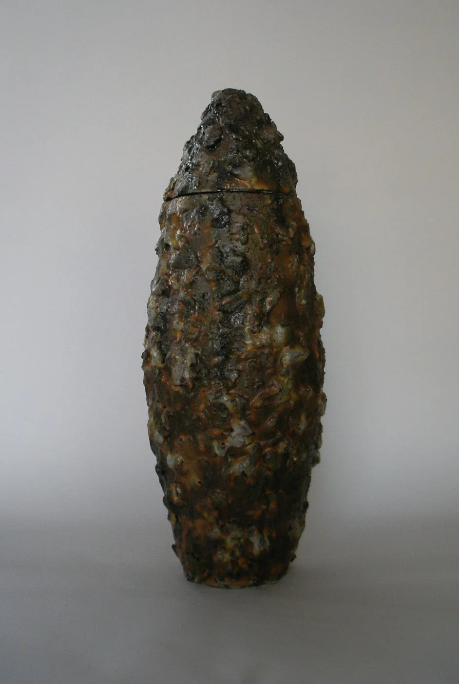 29. José Eduardo: por tu razón en el vértigo del topo y el ábaco del coyote. 2024. High-fire stoneware with glaze. 15 x 6 x 6 inch. (38 x15.24 x 15.24 cm)