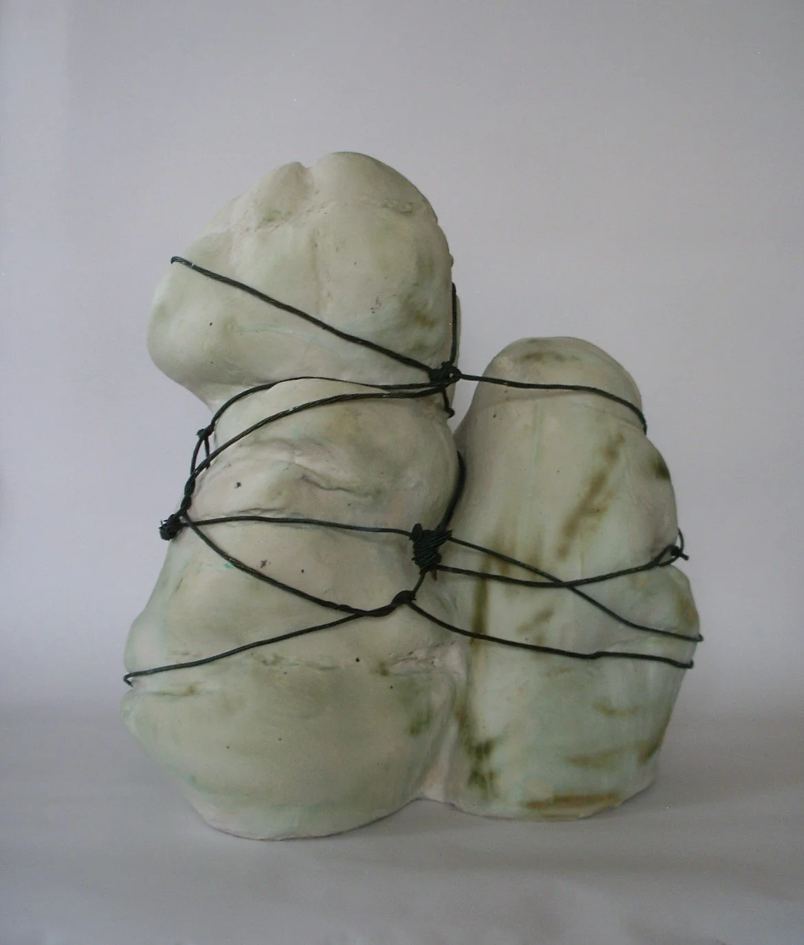 2025, Untitled 8, (Fossils series) Porcelain with glaze and copper wire. 13.25 x 12 x 8.5 Inch. (33.65 x 30.48 x 21.59 cm)
