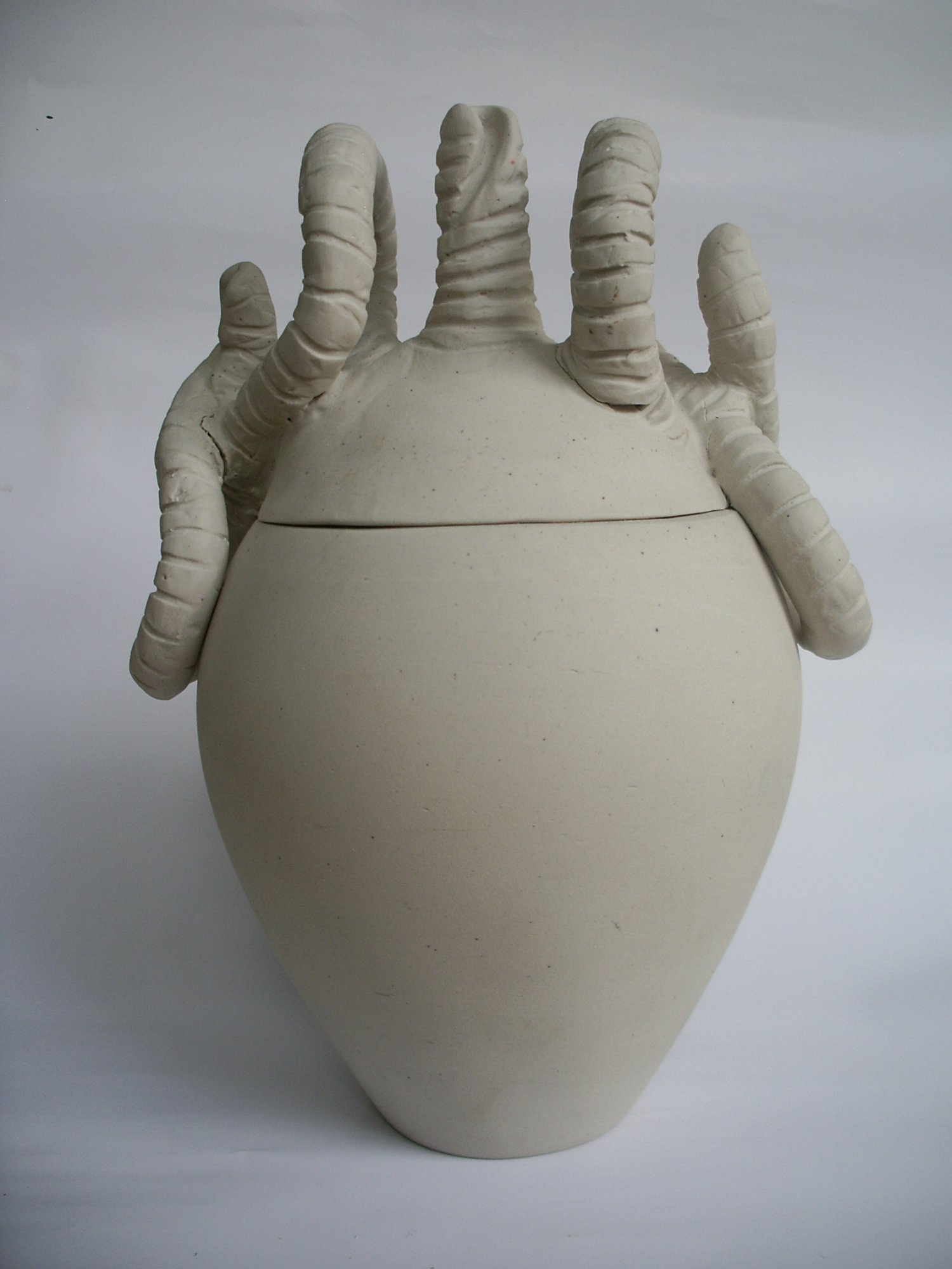 6. Benjamín: por tus días de canto y bruma como orejas de gato. 2014. High-fire stoneware 2014. 10 x 11 x 9 inch (25.4 x 27.94 x 22.86  cm)