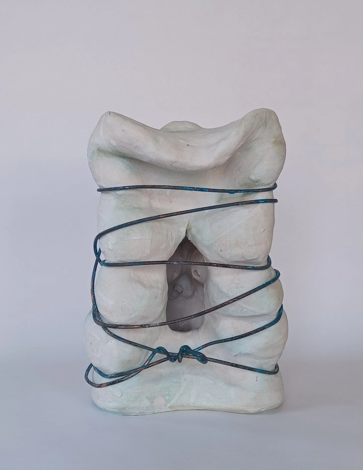 2026. Geno-ecocide 4. Porcelain with glaze and copper wire. 10.5 x 7.25 x 7.5 inch. (26.67 x 18.41 x 19.05 cm)