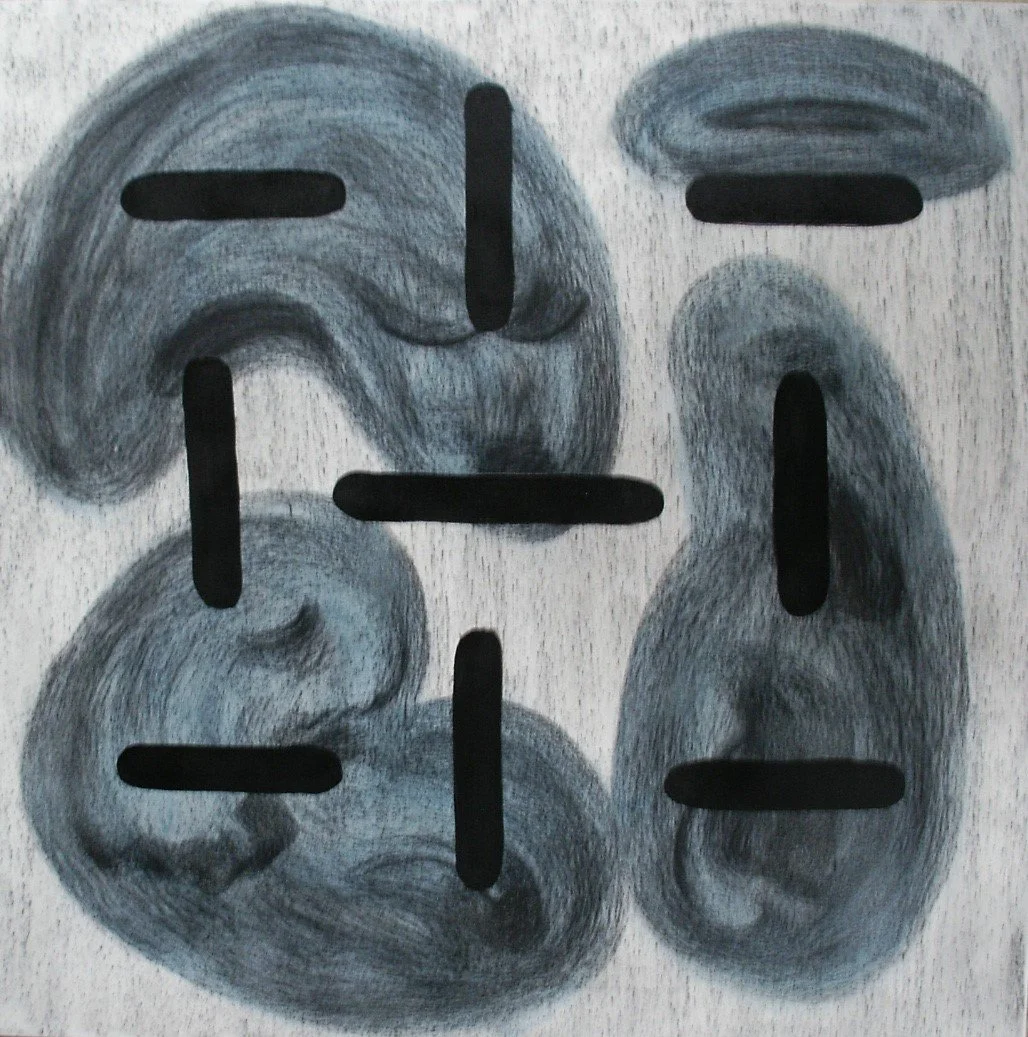 2023, Fossil 5. Oil on canvas , 34 x 34 x 1 inch ( 86.36 x 86.36 x 2.54 cm)
