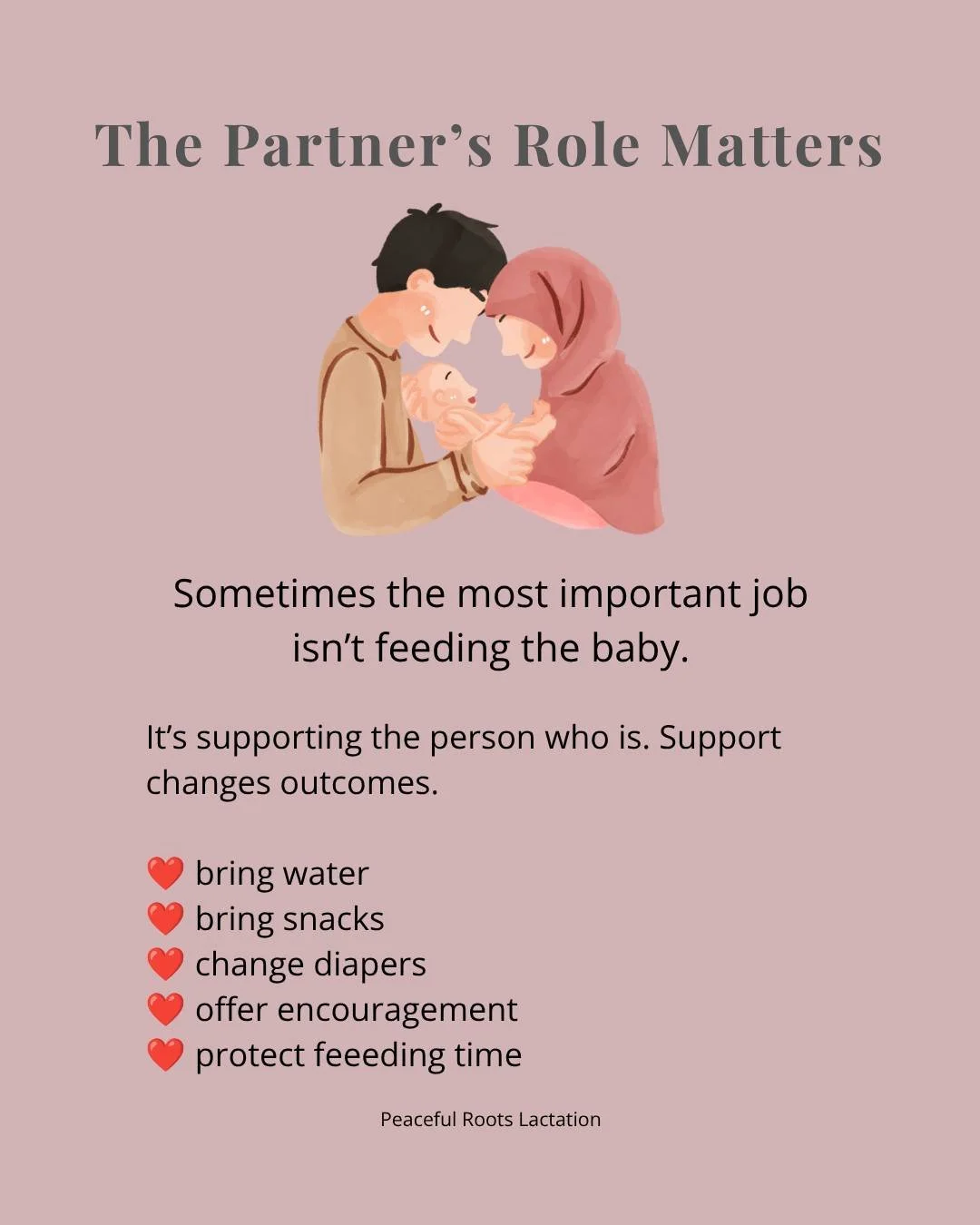 Partners can't breastfeed but they play one of the biggest roles in breastfeeding success. 

Research consistently shows that parents who feel supported by their partners are more likely to reach their feeding goals. 

Sometimes support looks like wa