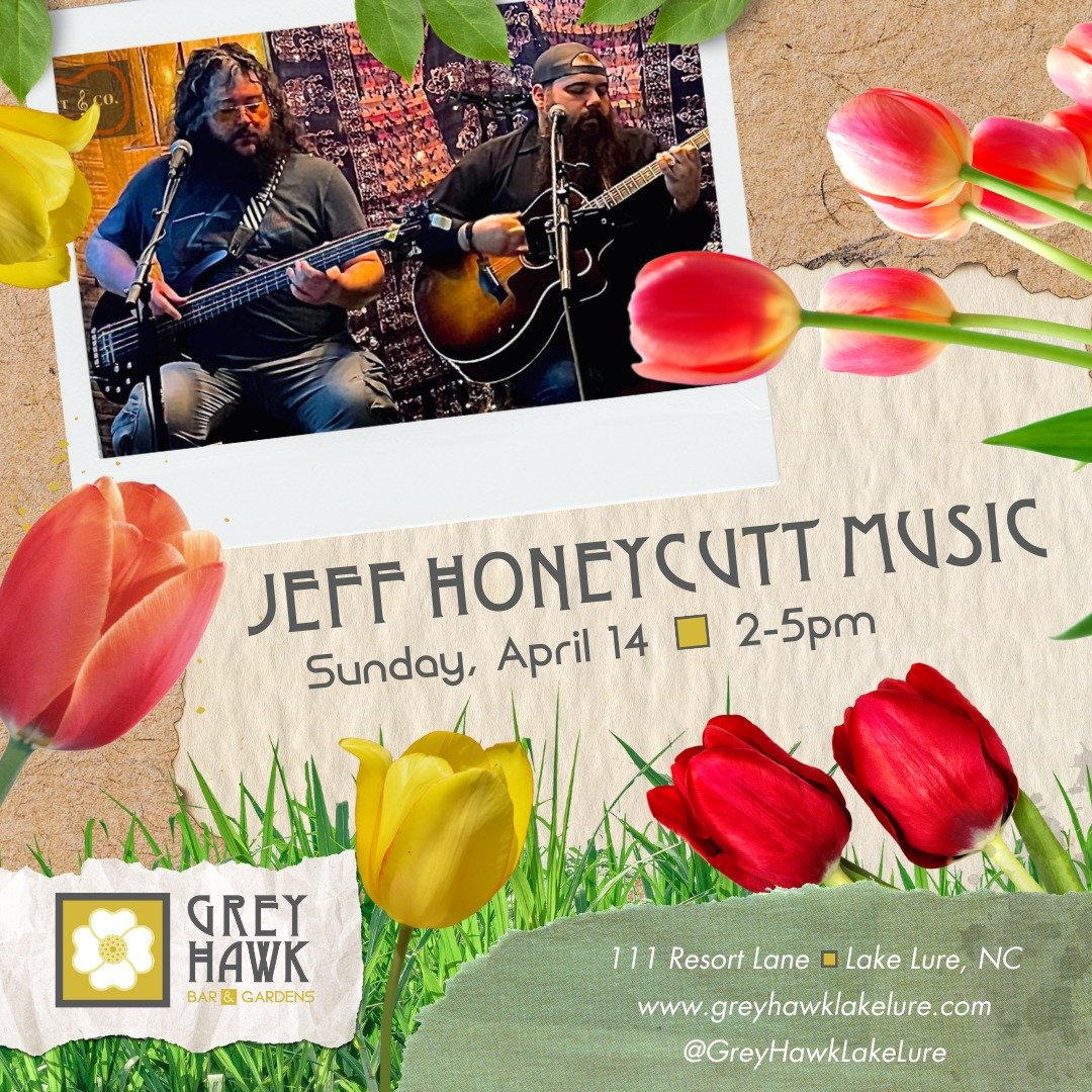 Today at 2! Come enjoy some perfect spring weather and some awesome tunes from Jeff Honeycutt Music &ndash; plus cocktails, food, and the beautiful blooms of the garden. We're open from 11-7, see you soon! #LakeLureNC #LakeLureNorthCarolina #ChimneyR
