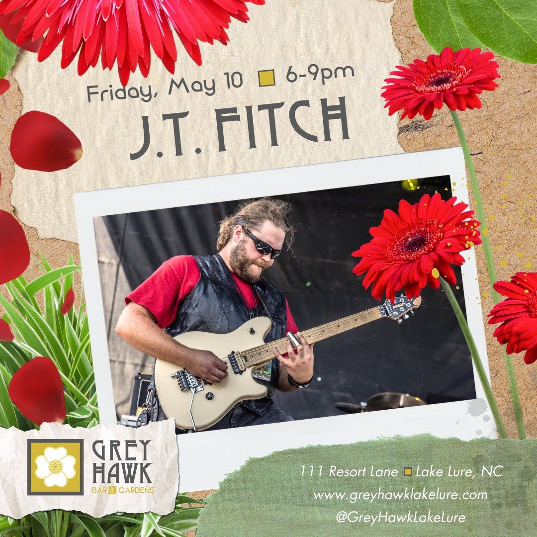 Tonight! Come listen to the acoustic stylings of JT Fitch while enjoying this lovely weather, sipping on a tasty cocktail, and snacking on some beautiful bites. We're open until 9 and have live music all weekend long (1-9 each day). #LakeLureNC #Lake