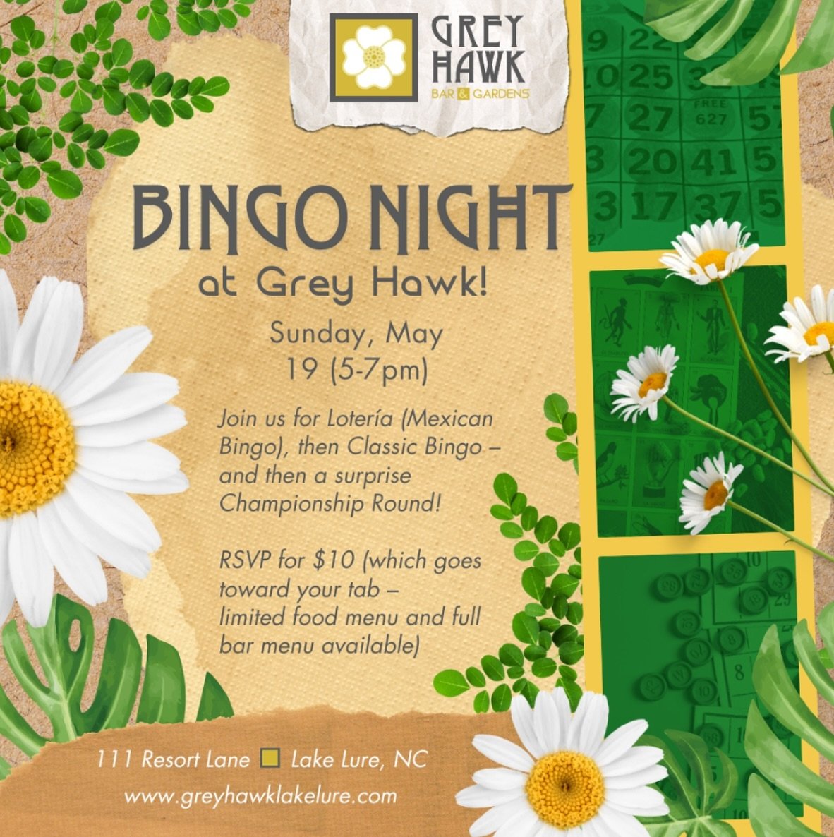 🎰🍺🍷 You know what cures the Rainy Weekend blues? BINGO! 

We have had such a blast the last two BINGO nights and would love to see you this Sunday, May 19 at 5pm for a BINGO extravaganza - two rounds of Loter&iacute;a, then six rounds of regular B