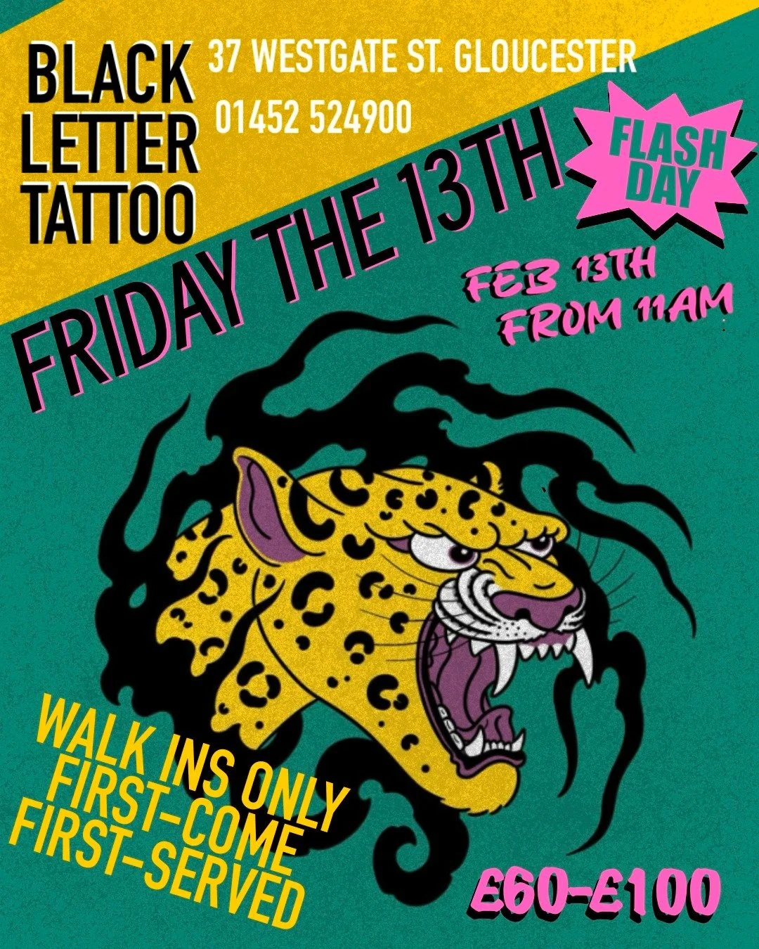 ⚔️FRIDAY THE 13TH AT BLACK LETTER TATTOO COMPANY⚔️

Keep an eye on our socials for flash previews. No need to book, just come in from 11 am. Flash from just &pound;60; CASH ONLY!

Starring resident artists:
💀 @ghosttattooer 
💀 @lewyttattooer
💀 @th
