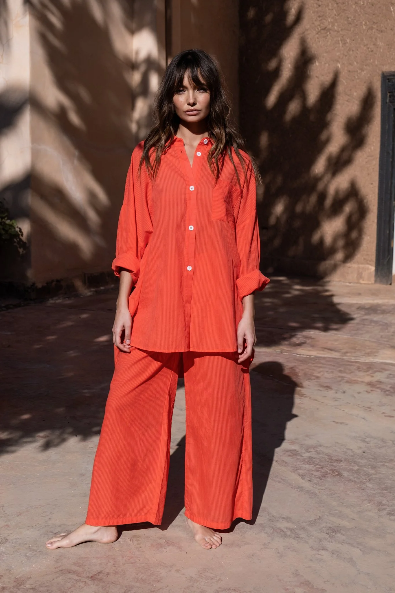 MAISON SAINT JULIEN - port miou oversized shirt & cap estel wide-leg pant - CORAL.JPG