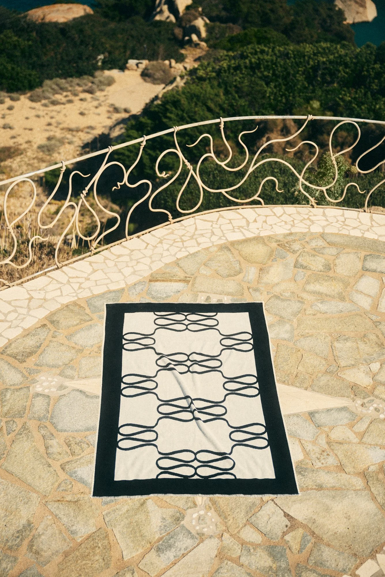 Monogram Jacquard Beach Towel, Black 1 .jpg
