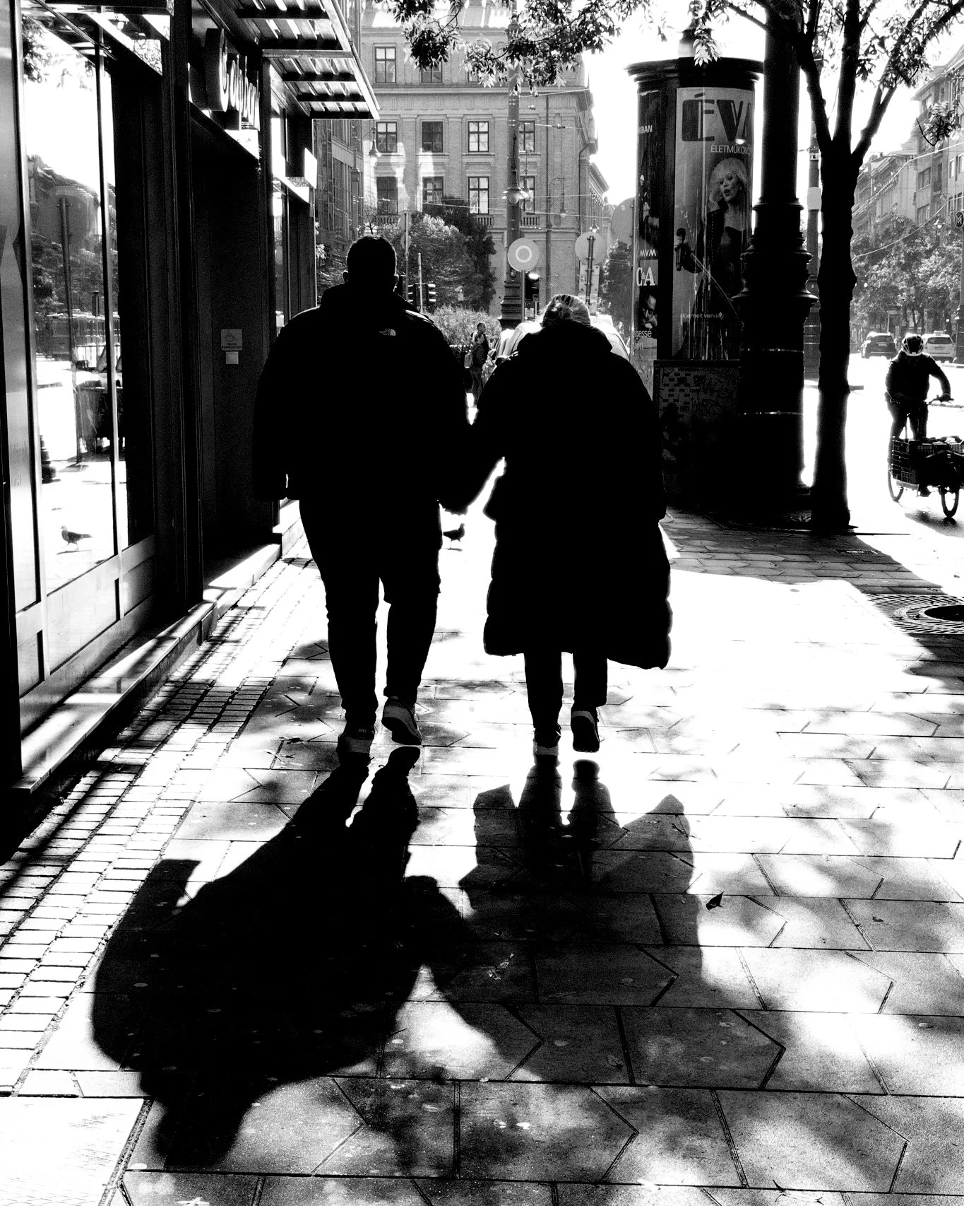 A Couple and their shadow, Budapest, Hungary