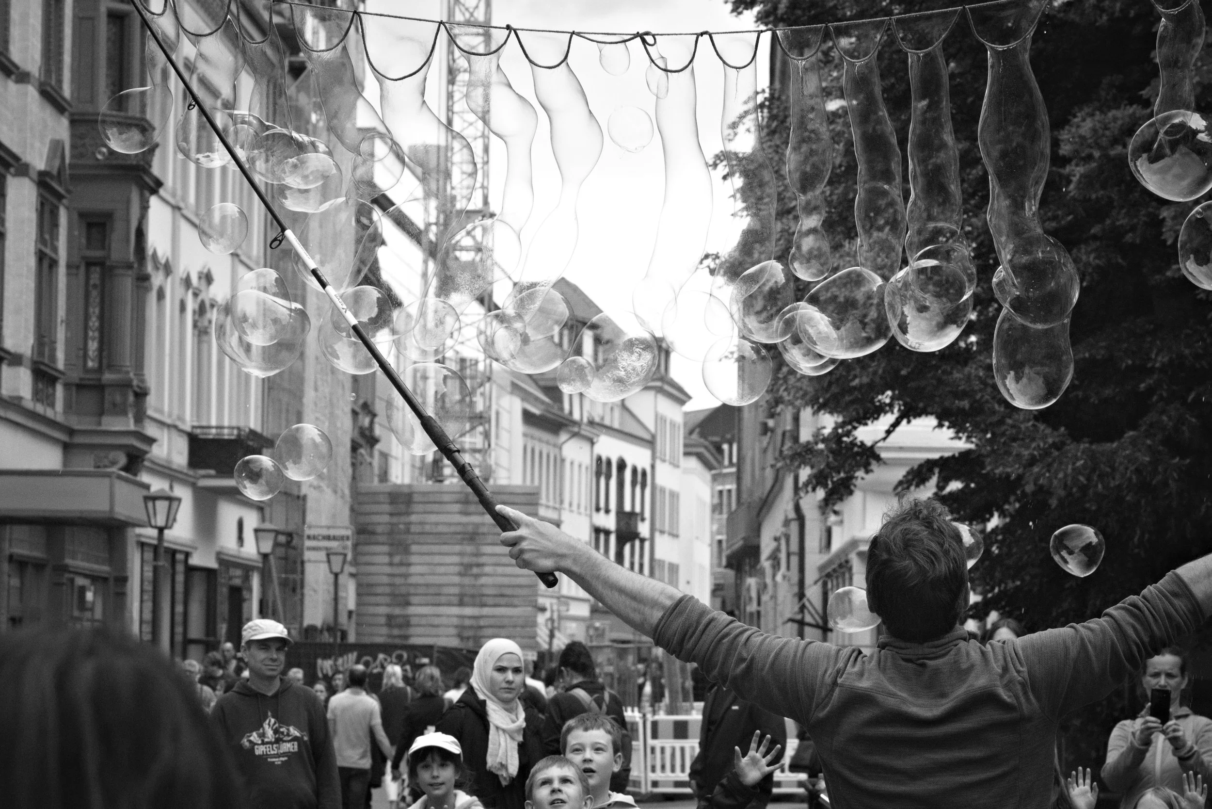 Soap bubble artist, Heidelberg, Germany