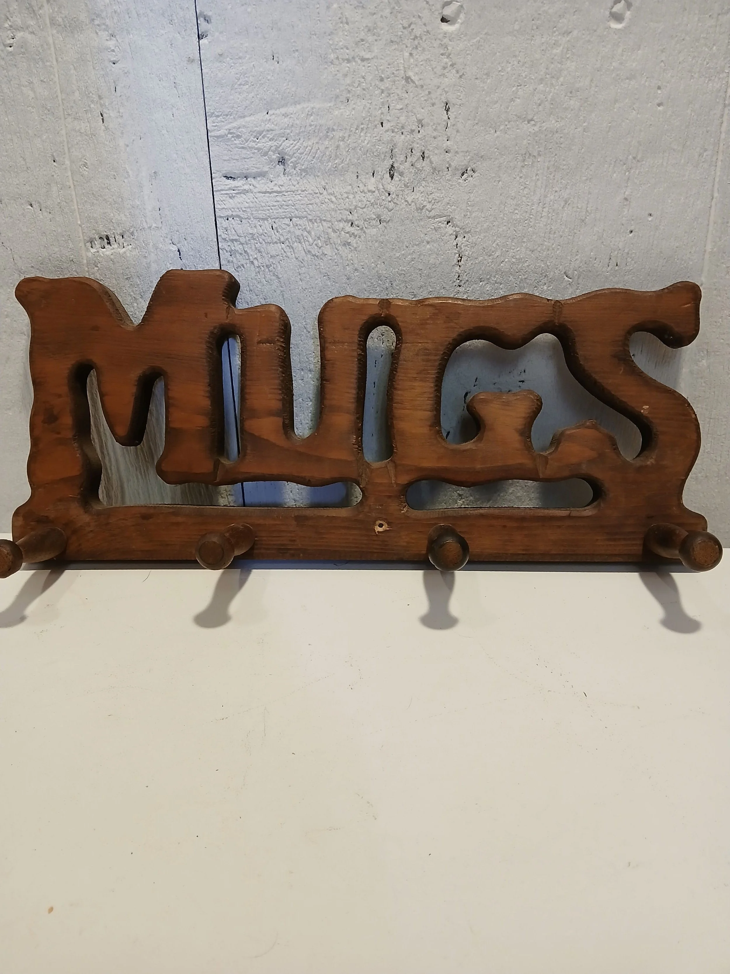 Vintage Boho Farmhouse Wooden Wall Hanging Coffee Mug Rack