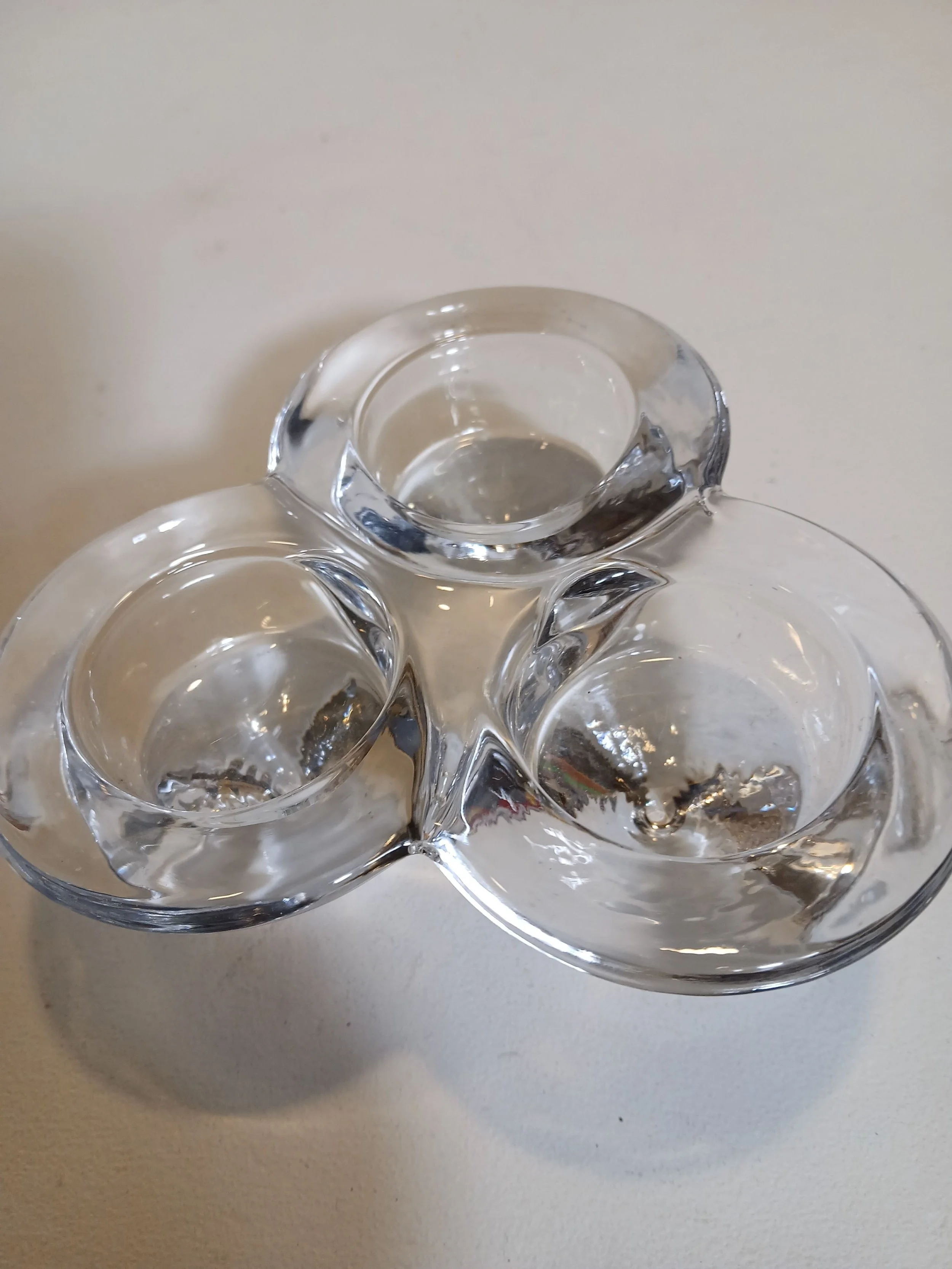 Crystal Glass Tri-Footed Clear Tealight Votive Candle Holder