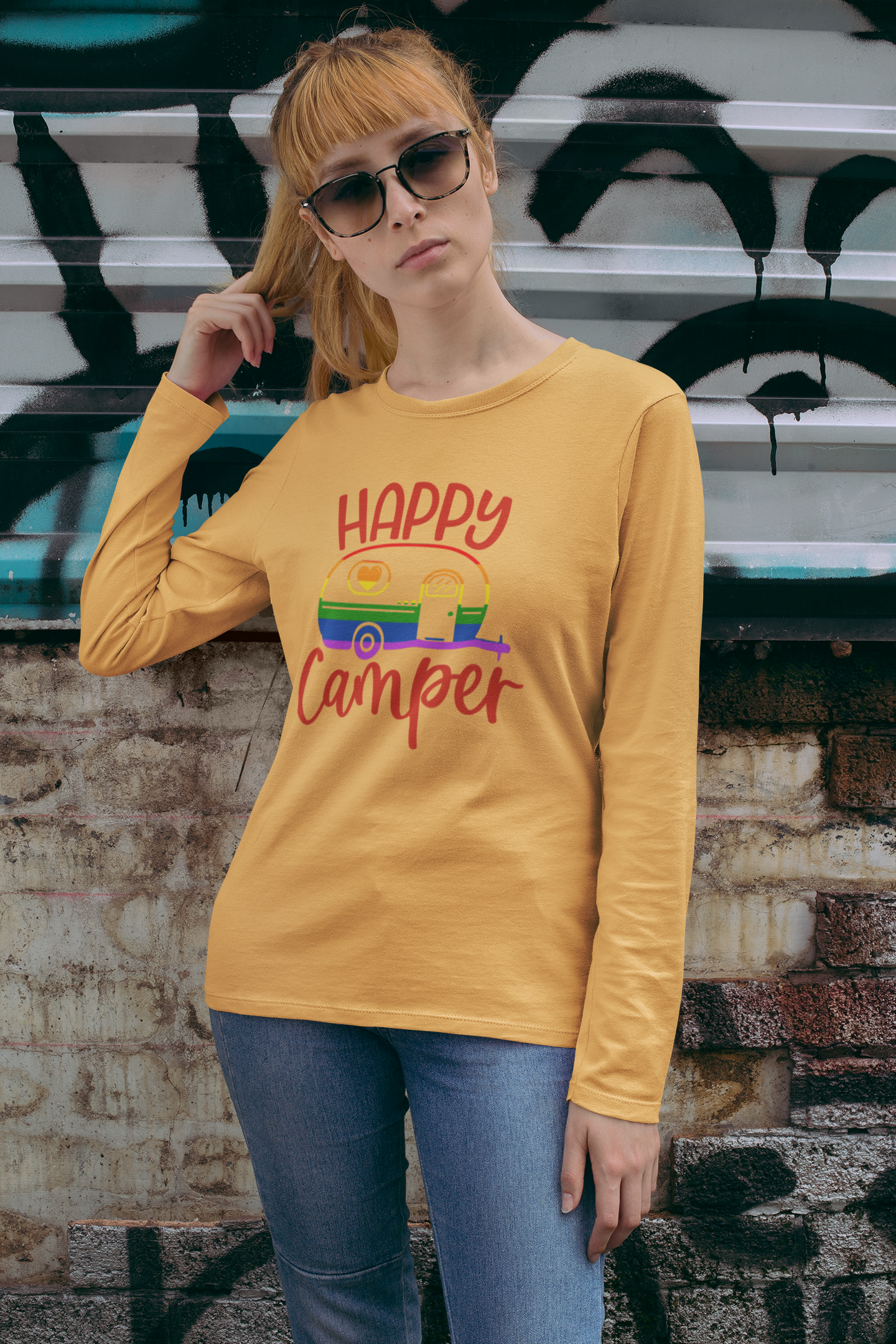 Happy Camper LS Tee on Tan.png