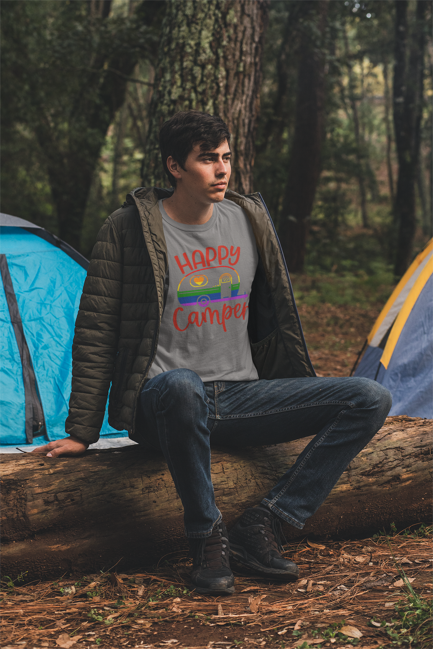 Happy Camper Tee on Grey.png