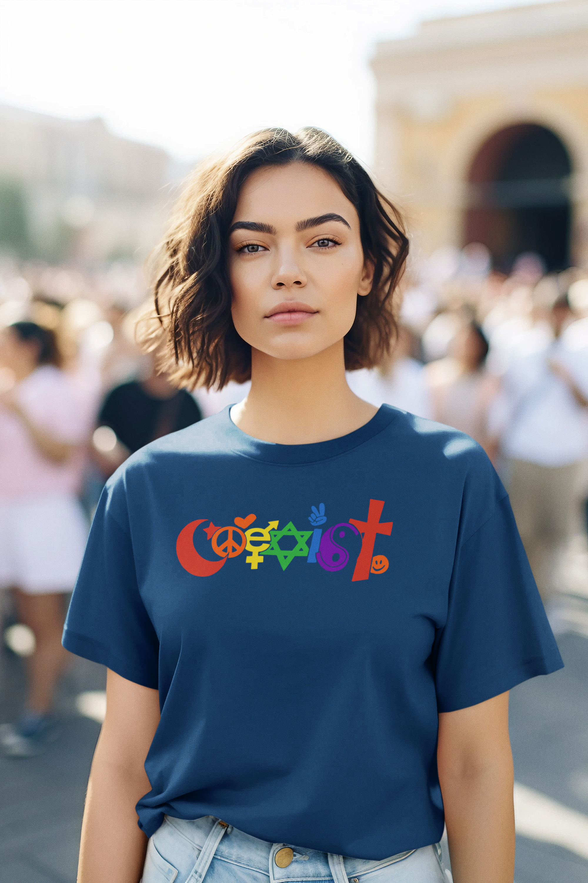 round-neck-tee-mockup-of-a-serious-ai-generated-woman-in-a-women-s-day-protest-m37348.png