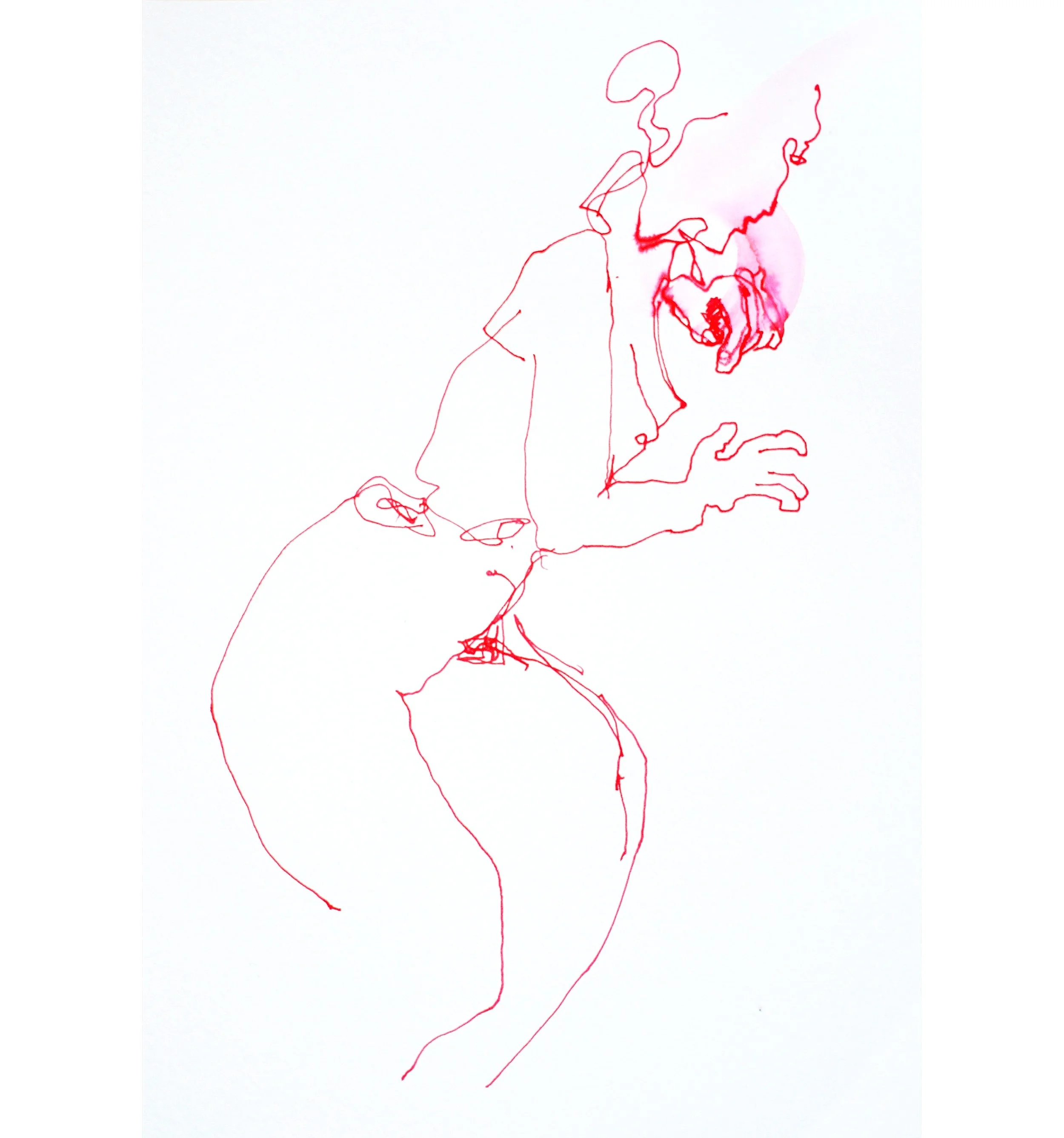 pen drawing of seated nude figure drawing, 